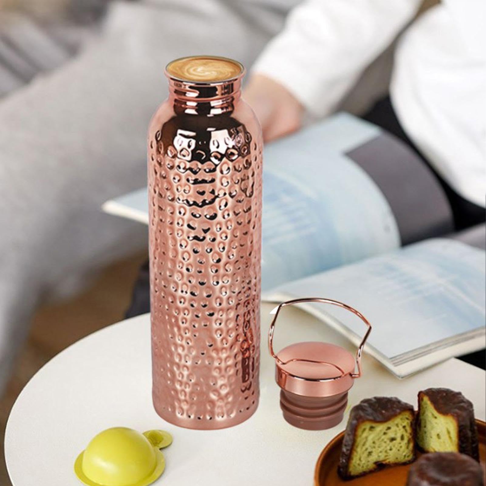 Genérico Vasos De Cobre,Cantimplora portátil aislada de 800 ml,Botella de cobre y acero inoxidable - para camping, senderismo, viajes, exterior, interior, hogar, casa, cocina, mujeres y hombres
