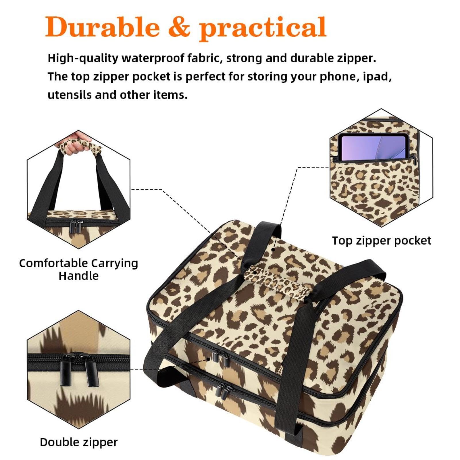 Grand sac à déjeuner isotherme pour homme et femme, double couche, étanche, étanche, réutilisable, sac fourre-tout pour le travail, l'école, le pique-nique, la plage, le camping, les voyages, motif
