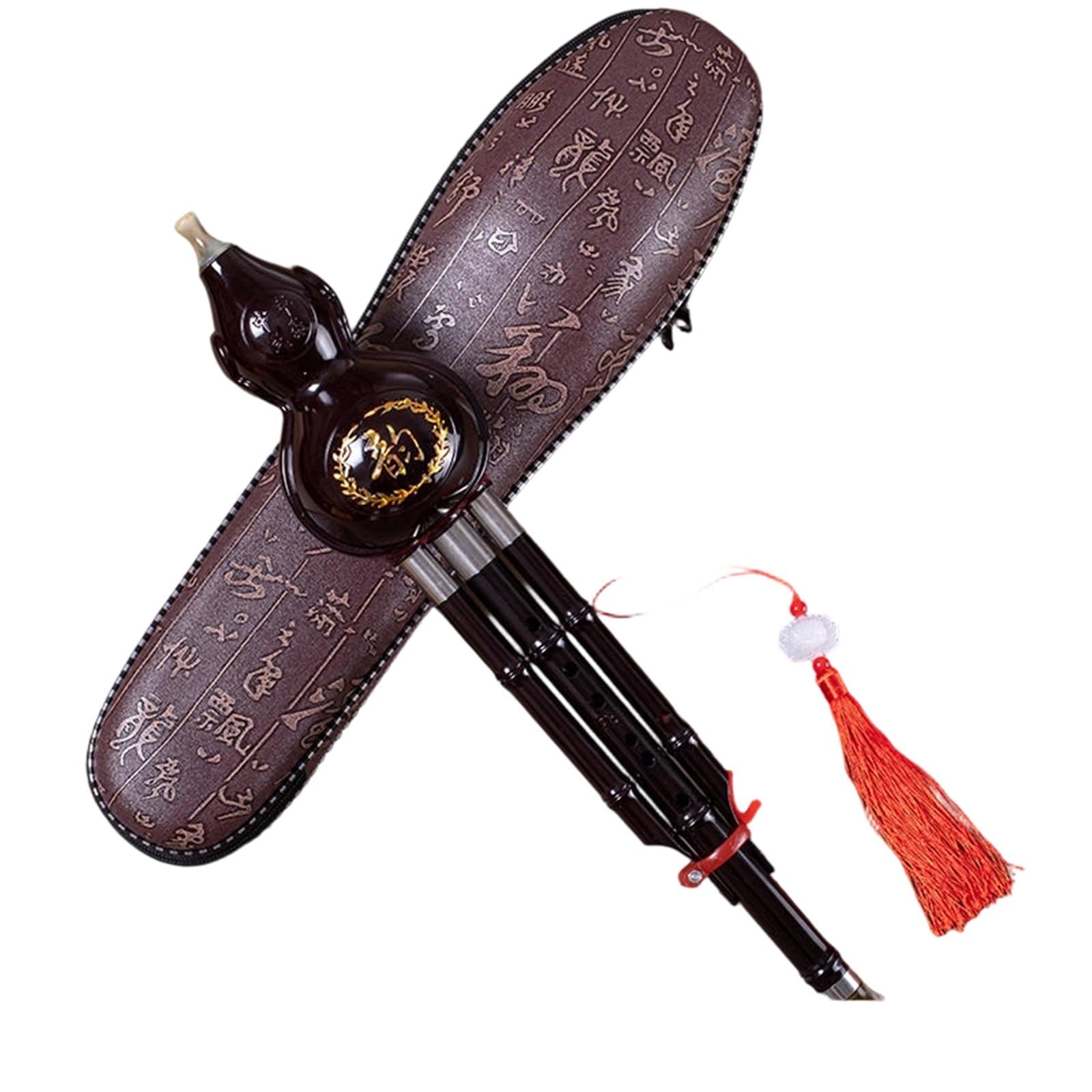 Hulusi Flute Imitacja Kleju Żywicznego Hebanowy Flet Tykwy C Bb Główny Profesjonalny Instrument Dla Początkujących Dorosłych(C major With leather box)