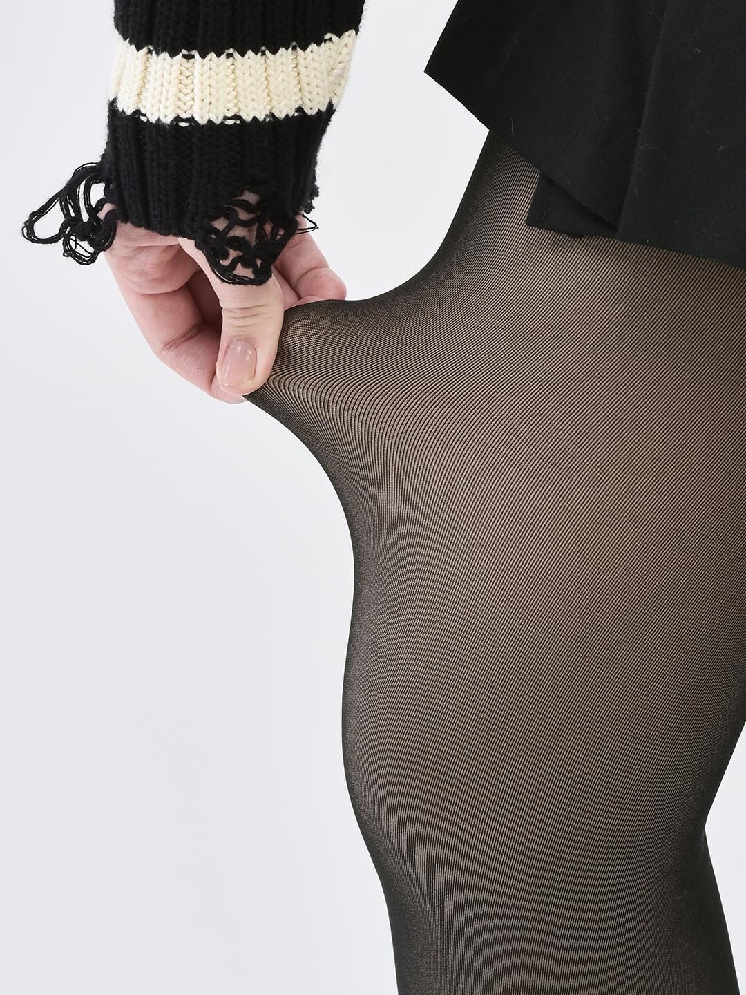 brauch Women Dual Tone Stretchable Fleece Fur Thermal Winter Warm Stockings 4