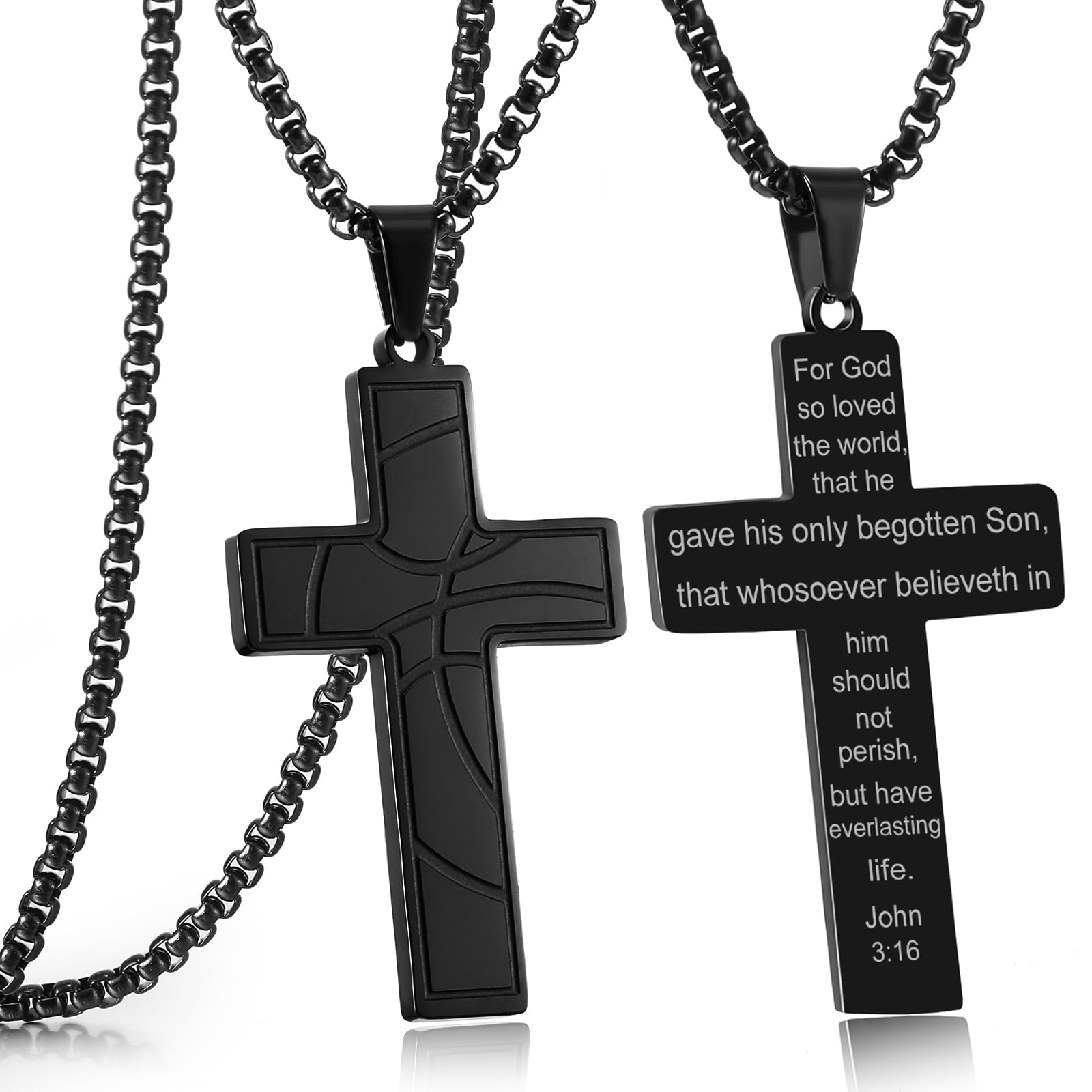 RWQIAN Basketball Cross Necklace for Men Bible Verse, Religious Faith Christian Scriptures Pendant Cross Chain, Baptism 1st First Communion Graduation Gifts for Boys Father's Day Jewelry for Him