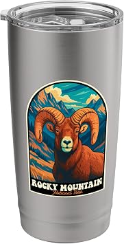 Rocky Mountain Bighorn Sheep Vintage Park Wildlife Art Stainless Steel Insulated Tumbler