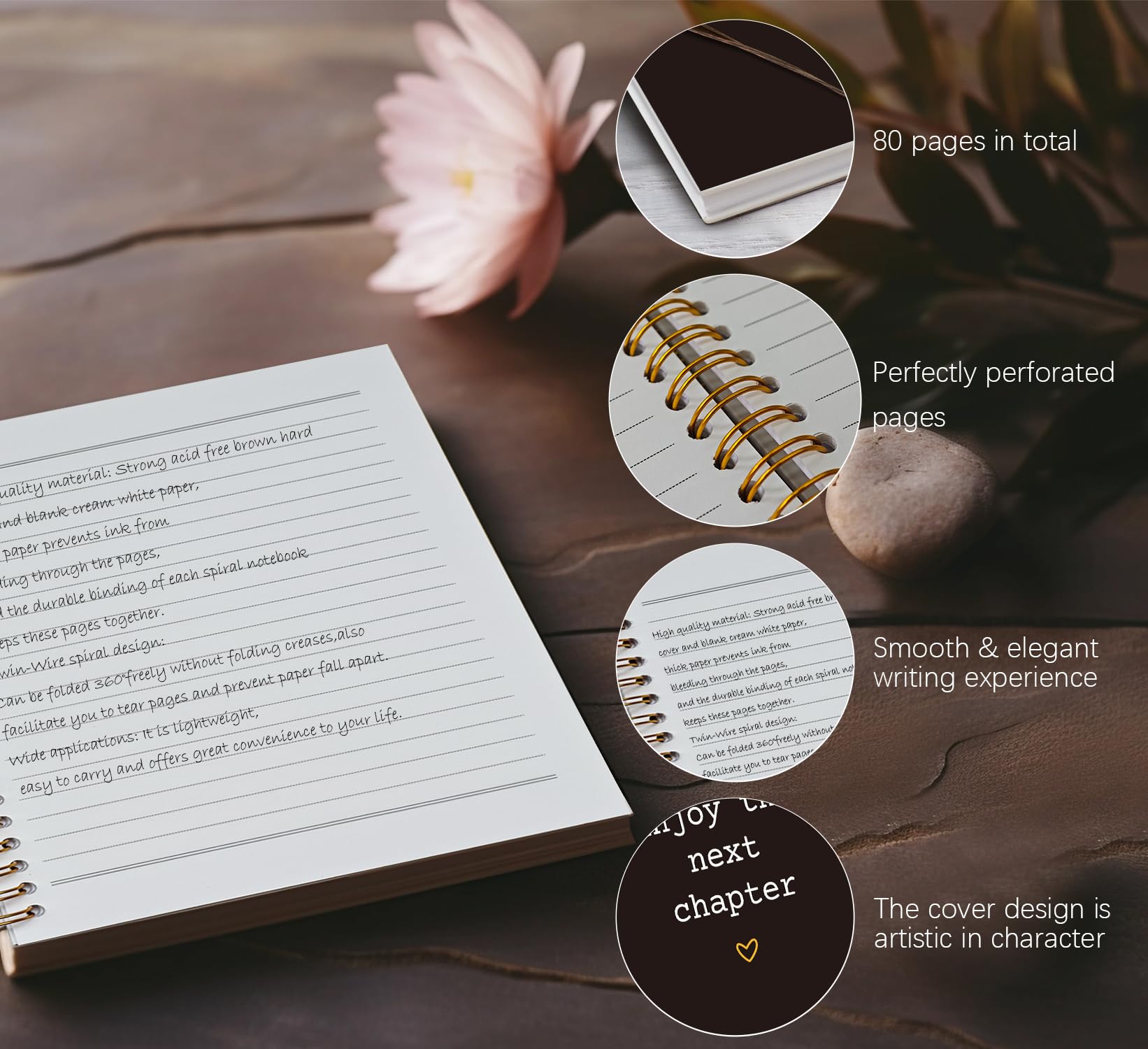 Regalo de jubilación para mujer, cuaderno con espiral Enjoy The Next Chapter, regalos de despedida para compañeros de trabajo, colegas, trabajadores de oficina, cuaderno de espiral de tapa dura
