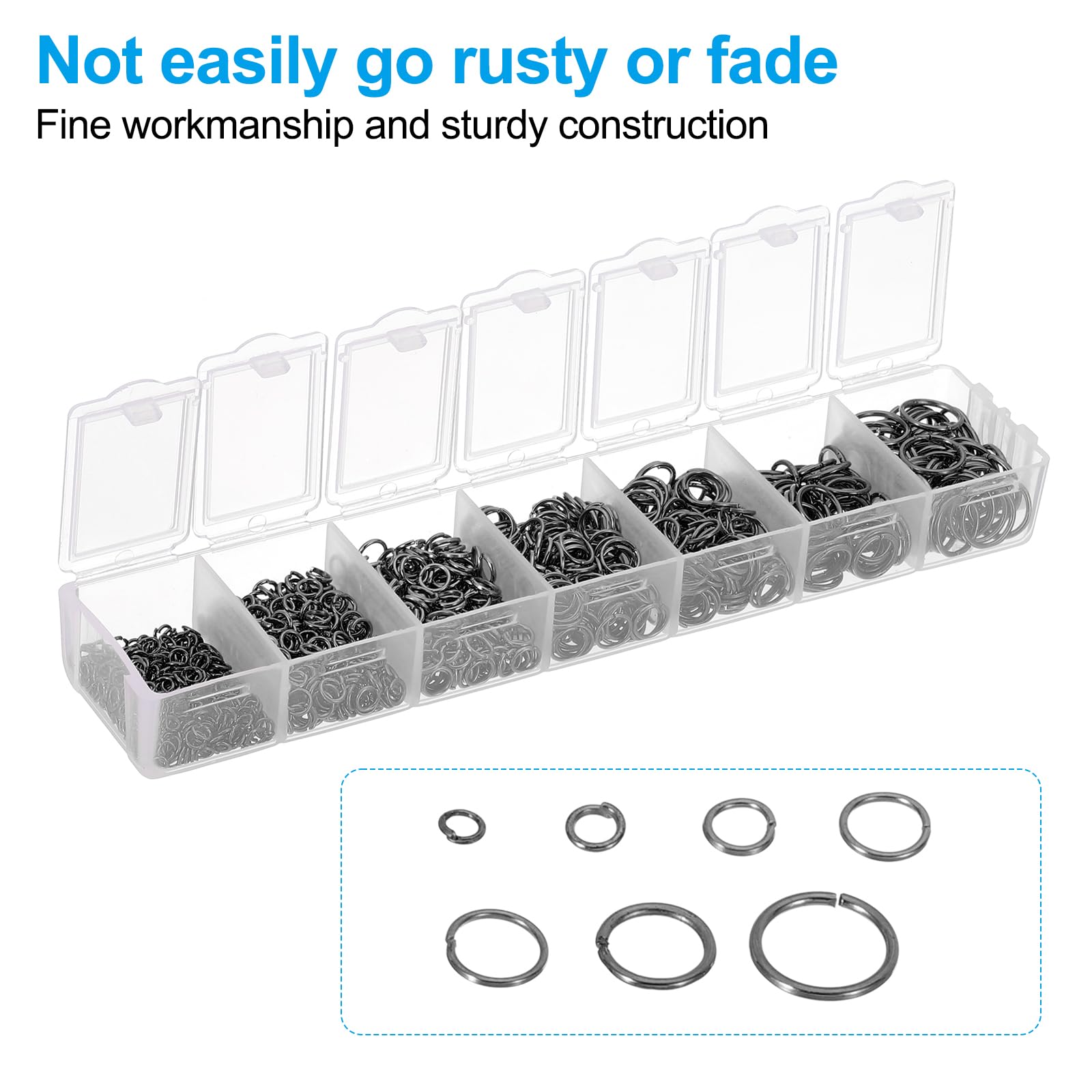 PATIKIL Jewelry Making Accessories Set, 4-10mm Open Jump Rings for Bracelet Necklace Making Findings Jewelry DIY, Blue Black - Image 4