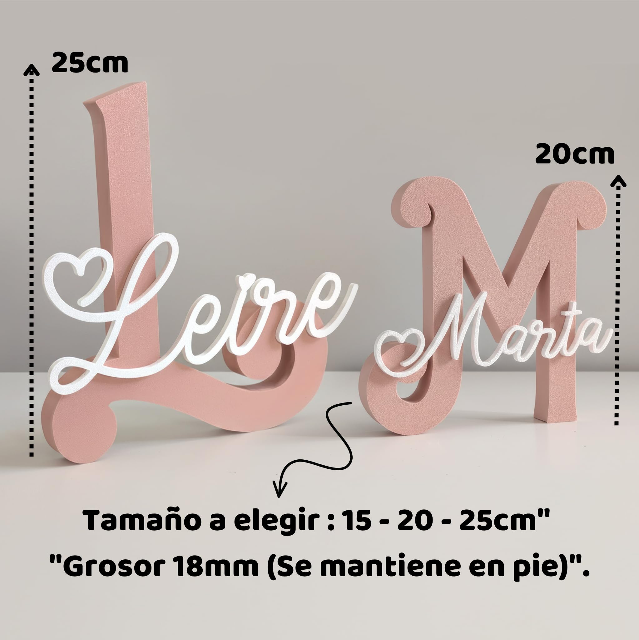 Letras Decorativas Personalizadas con Nombre | Tamaño 15-25cm | Ideal Comuniónes, Regalo Bebé, Habitación Infantil o Bautizo.