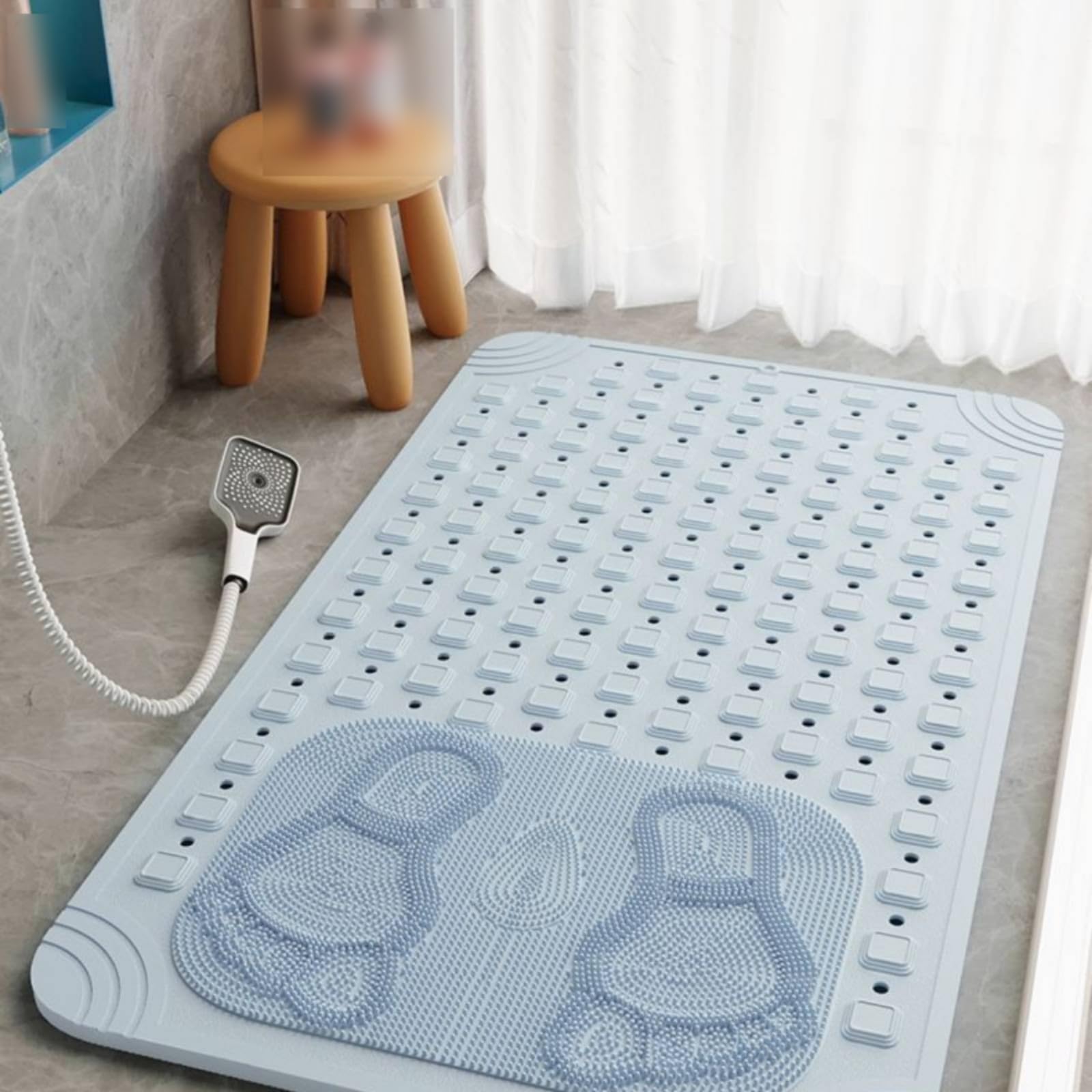 Tappetino Antiscivolo Bagno Tappeto Doccia Tappeto Vasca Pedana Massaggiante con Ventose in Materiale TPE Ispessito con Superficie Testurizzata E, Rosa, 58 88cm