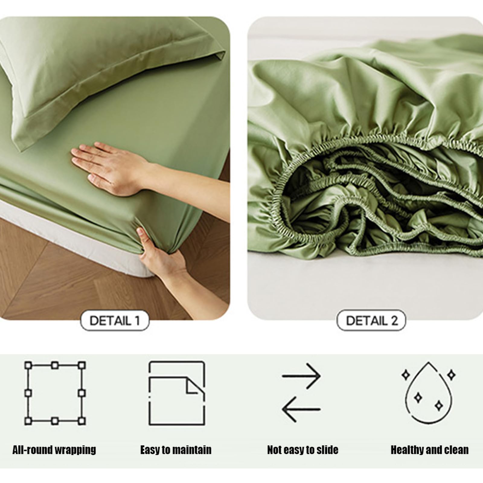 Drap Housse 90 x 190 + 20 cm 100% Coton Protege Matelas Kaki foncé