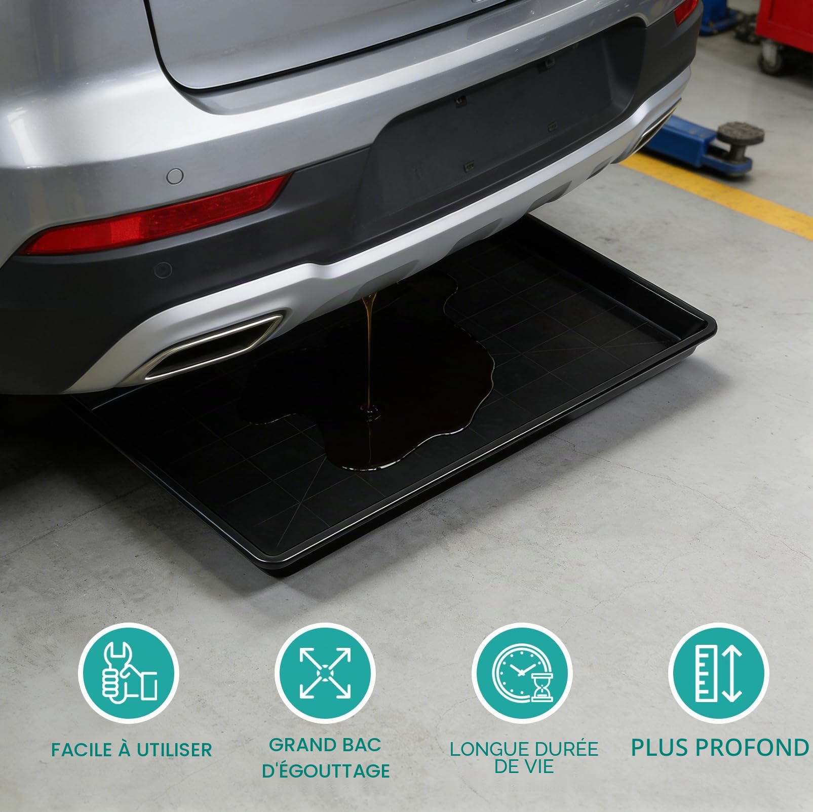 Extra grande bac de récupération d'huile pour voiture, 90 x 60 x 4 cm, bac de récupération d'huile pour sous la voiture, bac de récupération, bac de récupération d'huile, grands réservoirs de