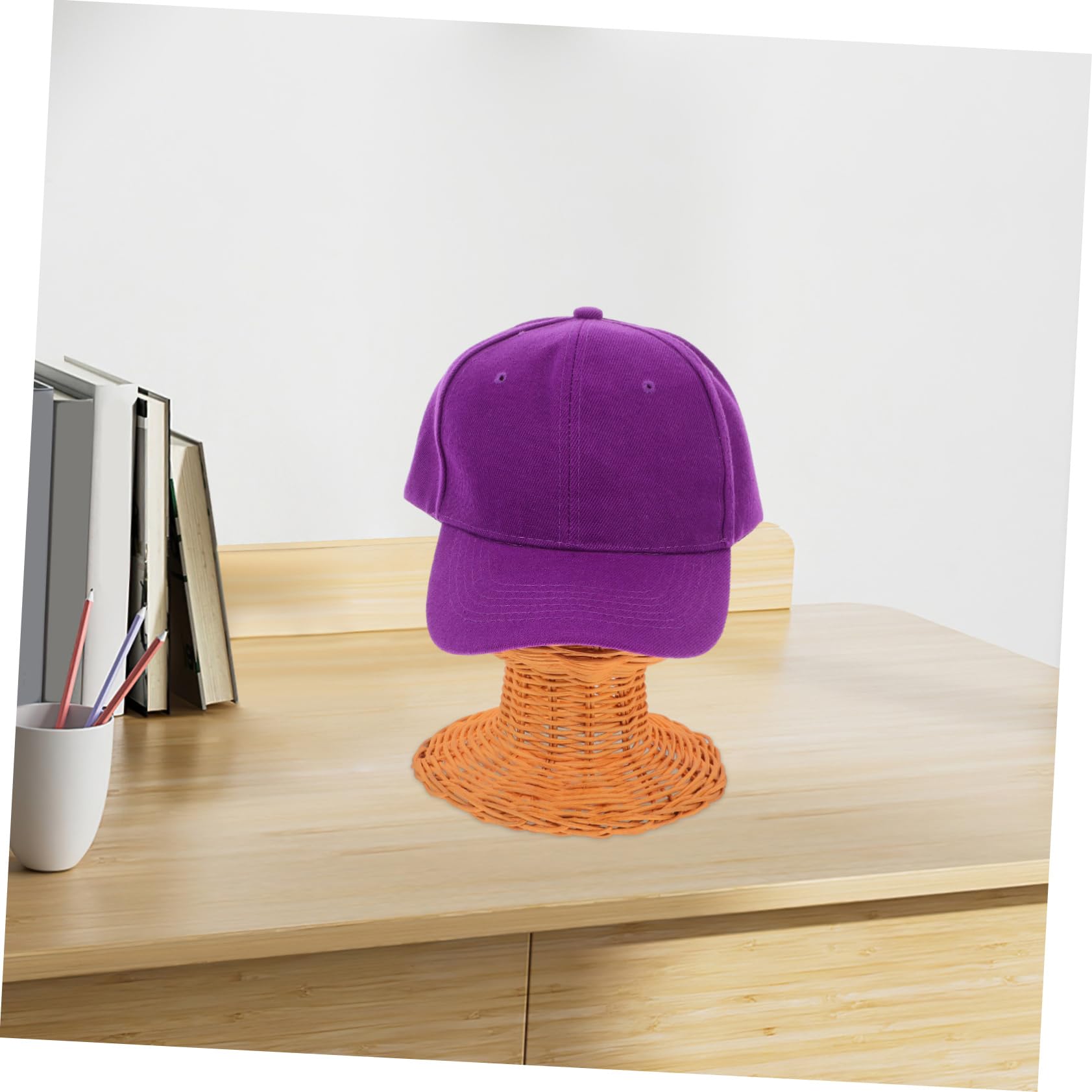 Ciieeo Expositor de Sombreros Decorativo de Ratán, Tejido Modelo de Mesa