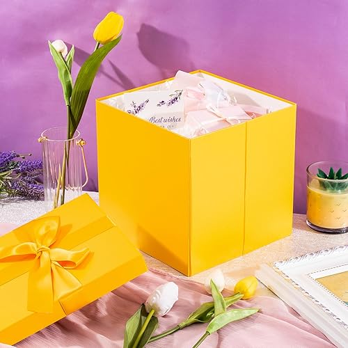 Vista 59 de RUSPEPA Caja de regalo mediana azul real con tapas, cinta y papel de seda, caja de regalo plegable perfecta para cumpleaños, graduación, día