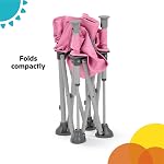 Bright Starts Pop 'N Sit rehausseur portable, utilisation intérieure/extérieure, siège de sol avec plateau de repas, Rose, 6 mois - 3 ans