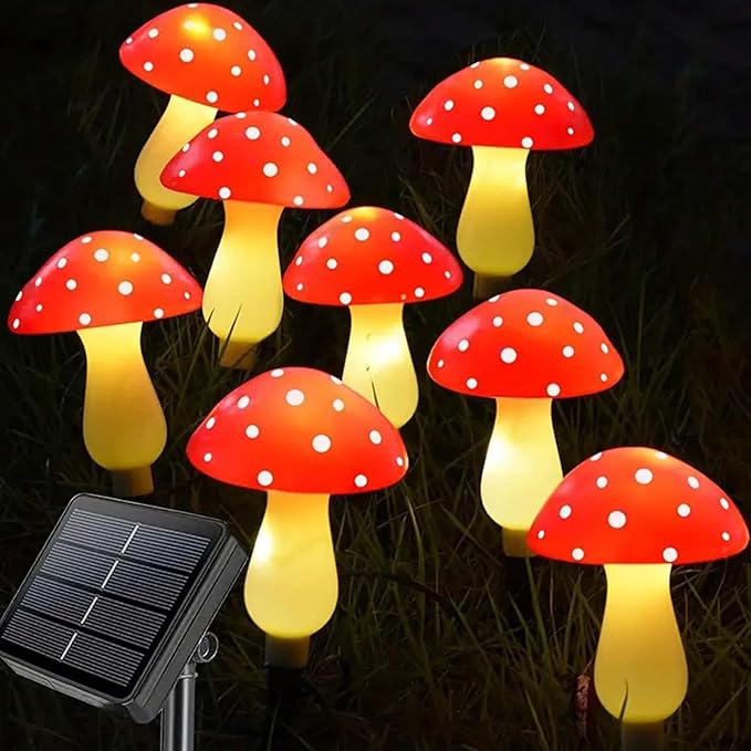 Generic Outdoor Solar Mushroom Lights for Garden, 6pcs Red LED Mushroom Stake Liights, Waterproof Plug-In Landscape Lamps, Solar-Powered Nighttime Glowfor Outdoor Ambience photo 3