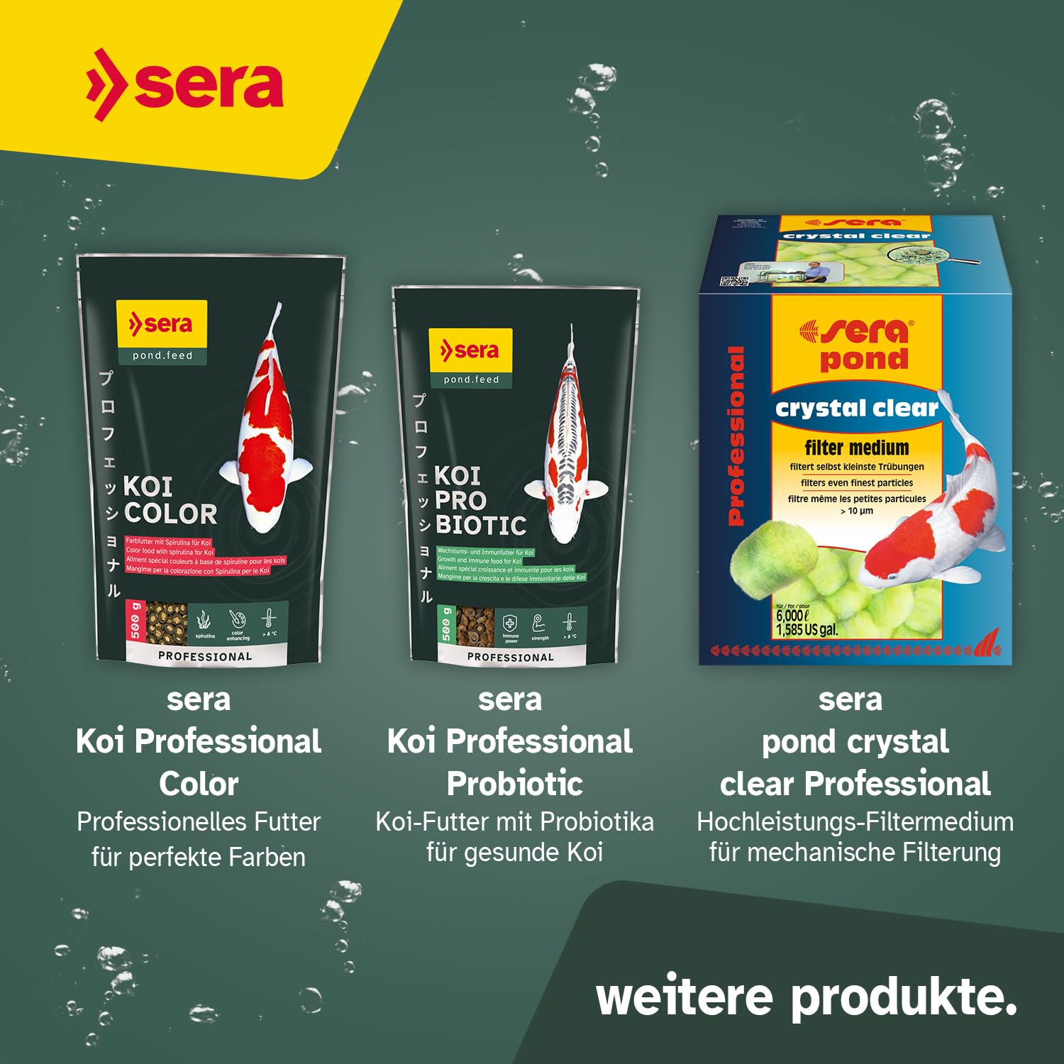 sera Koi Professional Summer 2200g | Energiereiches Fischfutter für aktive Fische im Sommer | Koi Futter für Temperaturen über 17 °C | Koifutter mit Ring-Kern-Pellets | Fischfutter Teich
