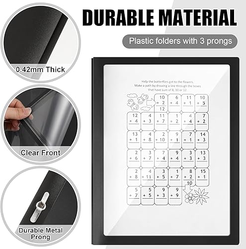 Miniatura 3 de Teling 24 portadas de informes con sujetadores de 3 puntas, carpetas de presentación frontal transparentes, vista de marco, carpeta de informes de
