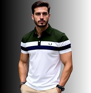 Garima Knitwear Mens Regular Fit Printed Cotton Polo Tshirt Regular Fit Polo T-Shirt for Men| Printed Polo T-Shirt | Cotto... Price In India