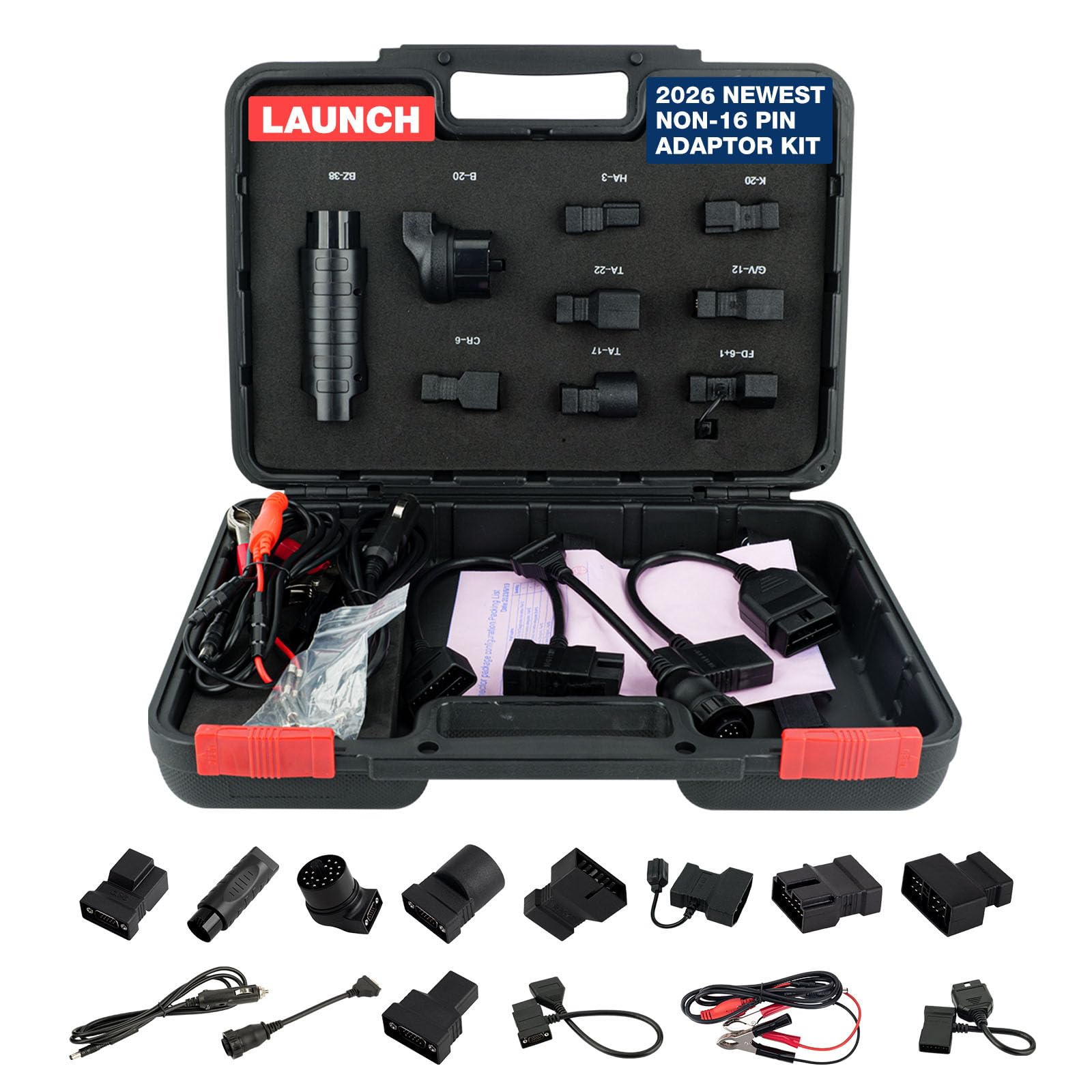 Non-16 Pin Adapter Kit Work for LAUNCH CRP919E BT/ CRP919X BT X431 [X431 V/PROS, X431 V/V+ PRO S+/3S+/5/Mini, PAD III/V/VII] OE-Standard Connectors for 1996-2002 Vehicles