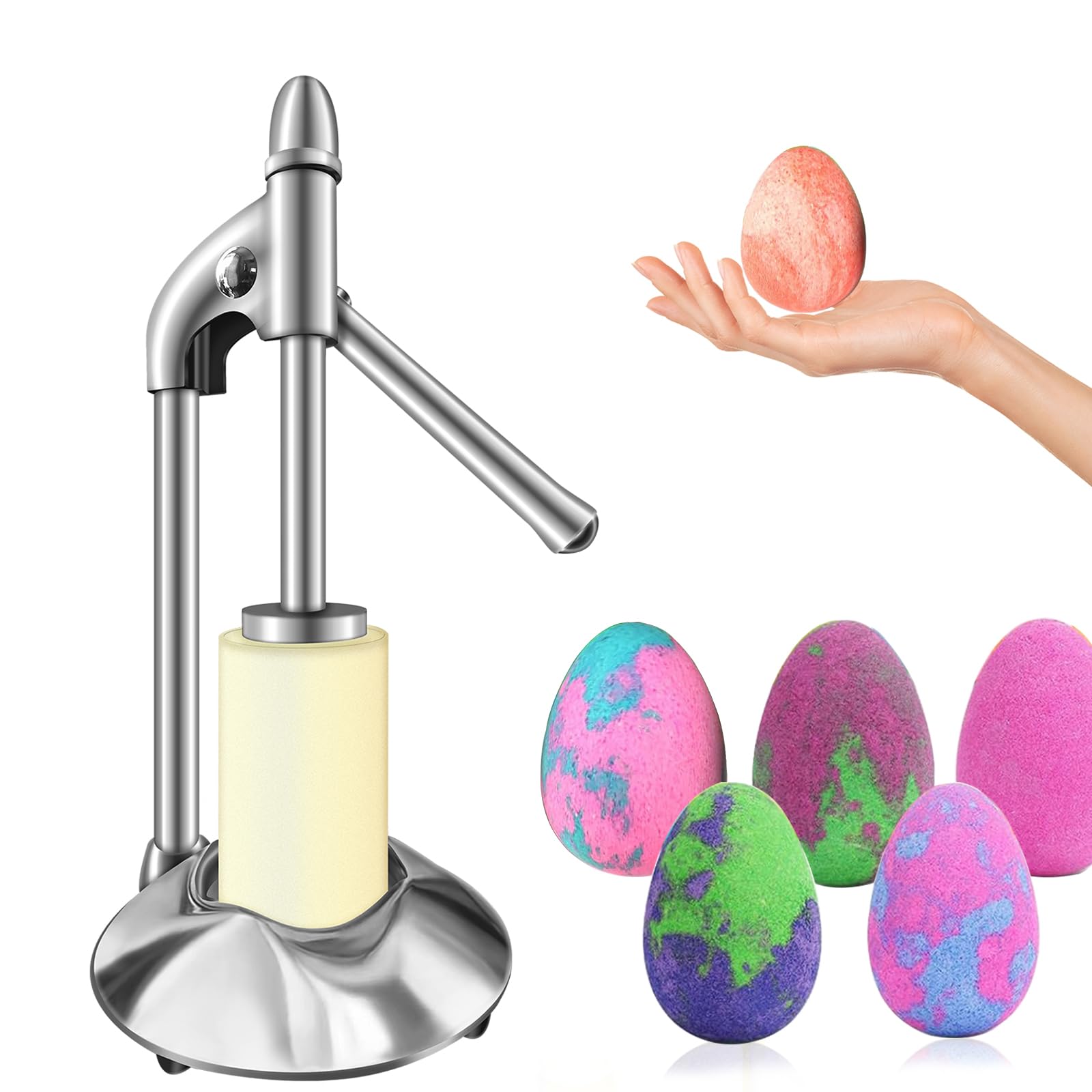Badebombenpresse mit Dinosaurier-Eierform-Set, silberfarben