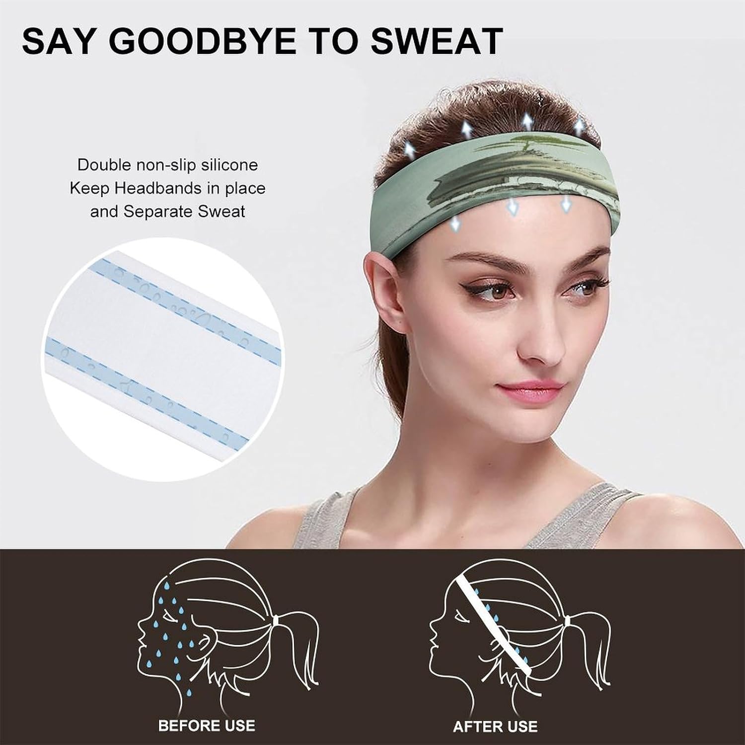 Shoes and Green Buds Headband Elastic Non-Slip，Headbands for Women Fashion Accessories，Hair Bands for Daily Workout Yoga Running Sports.