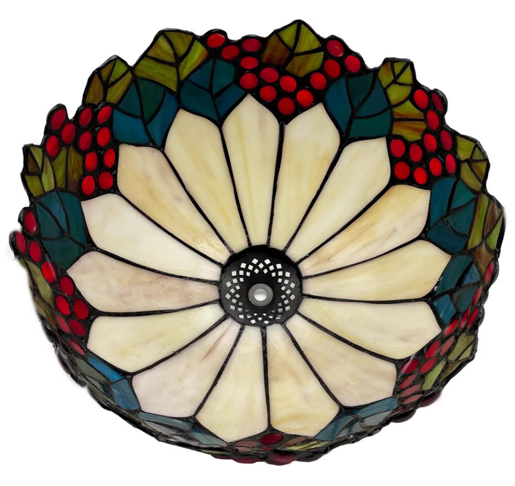 GDLight Solo Sostituzione Paralume in Vetro colorato, Paralume Stile Tiffany da 30 cm, Accessori Paralume con UVA e Foglie per lampade da Tavolo, da Terra e a Sospensione