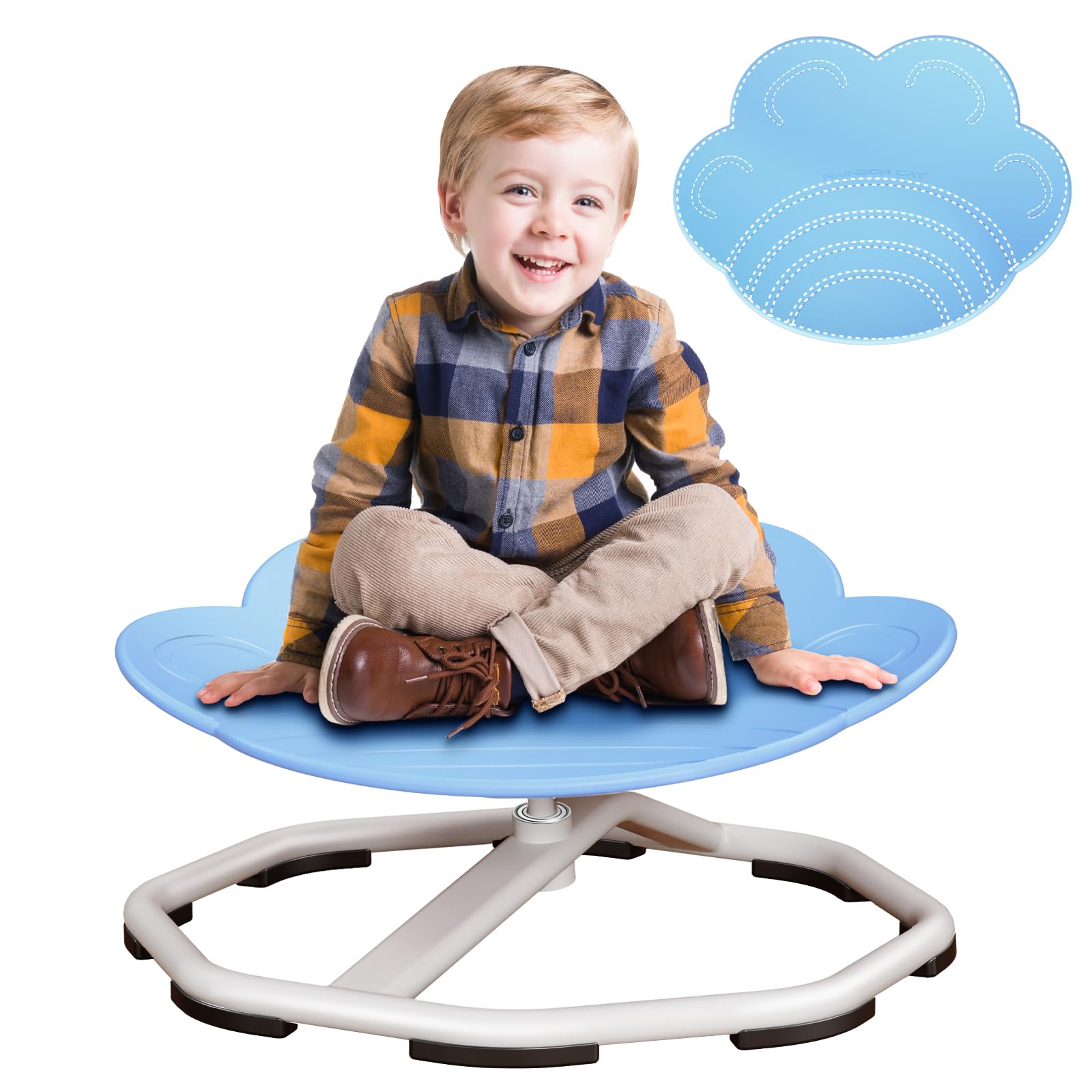 Sensory Swivel Chairs for Kids, Spinning Chair for Autistic Kids, Sit and Spin Sensory Toys, Training Body Coordination, Autism ADHD Chairs Indoor Outdoor Play Equipment (Blue) ( USED)