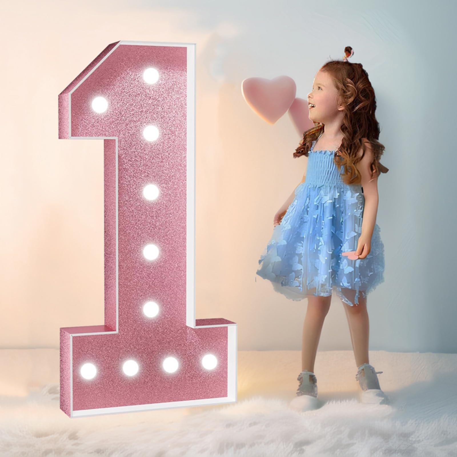 Tashace Marquee Light Up Numbers for 1st 16th 21st Birthday Decorations 10th Anniversary Party Decor Large Numbers DIY Pre-Cut Foam Board Kit Mosaic Numbers(Number 1,120cm/4FT) — image 1
