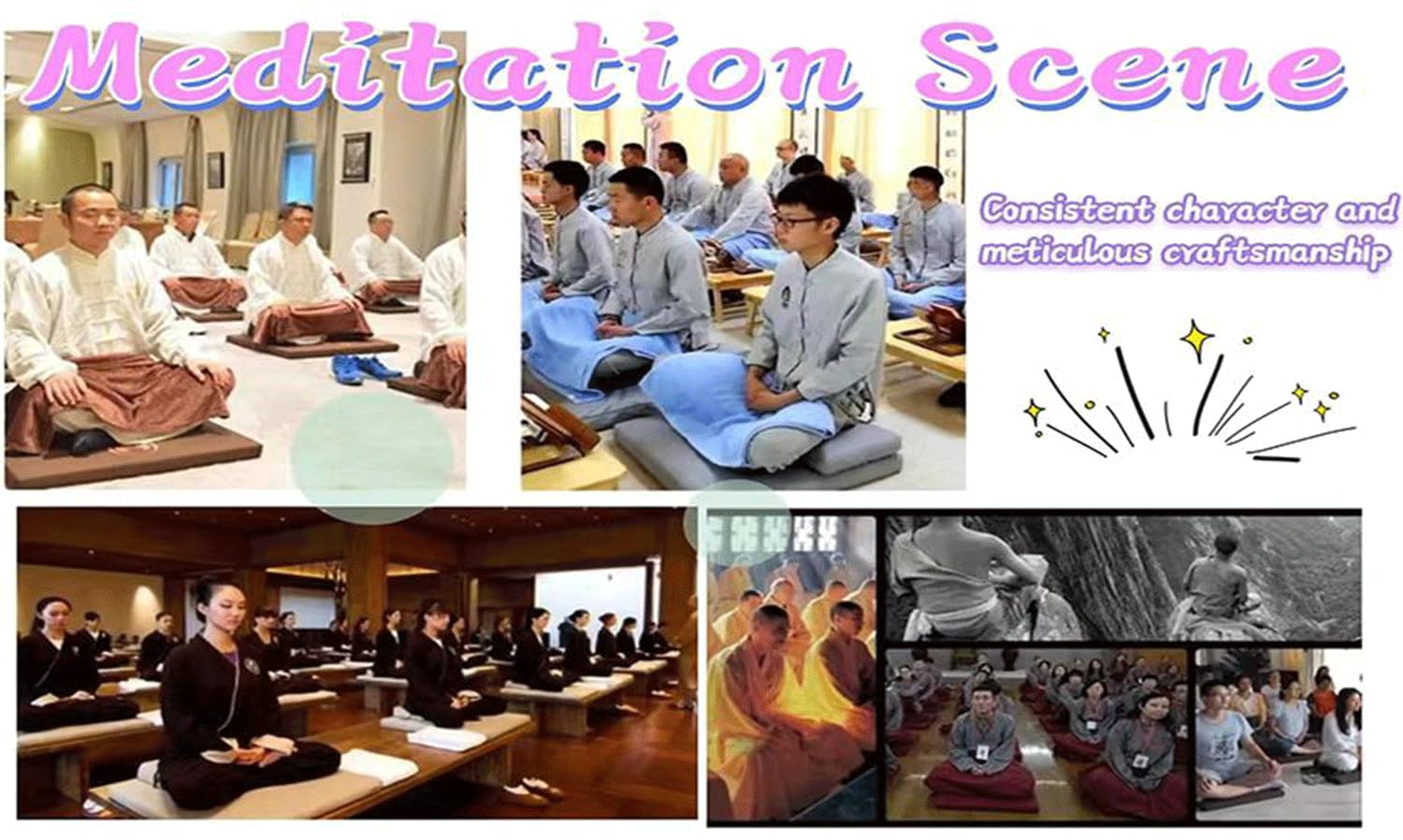 Cojín grande y de meditación, tapete cuadrado hecho a mano para meditación