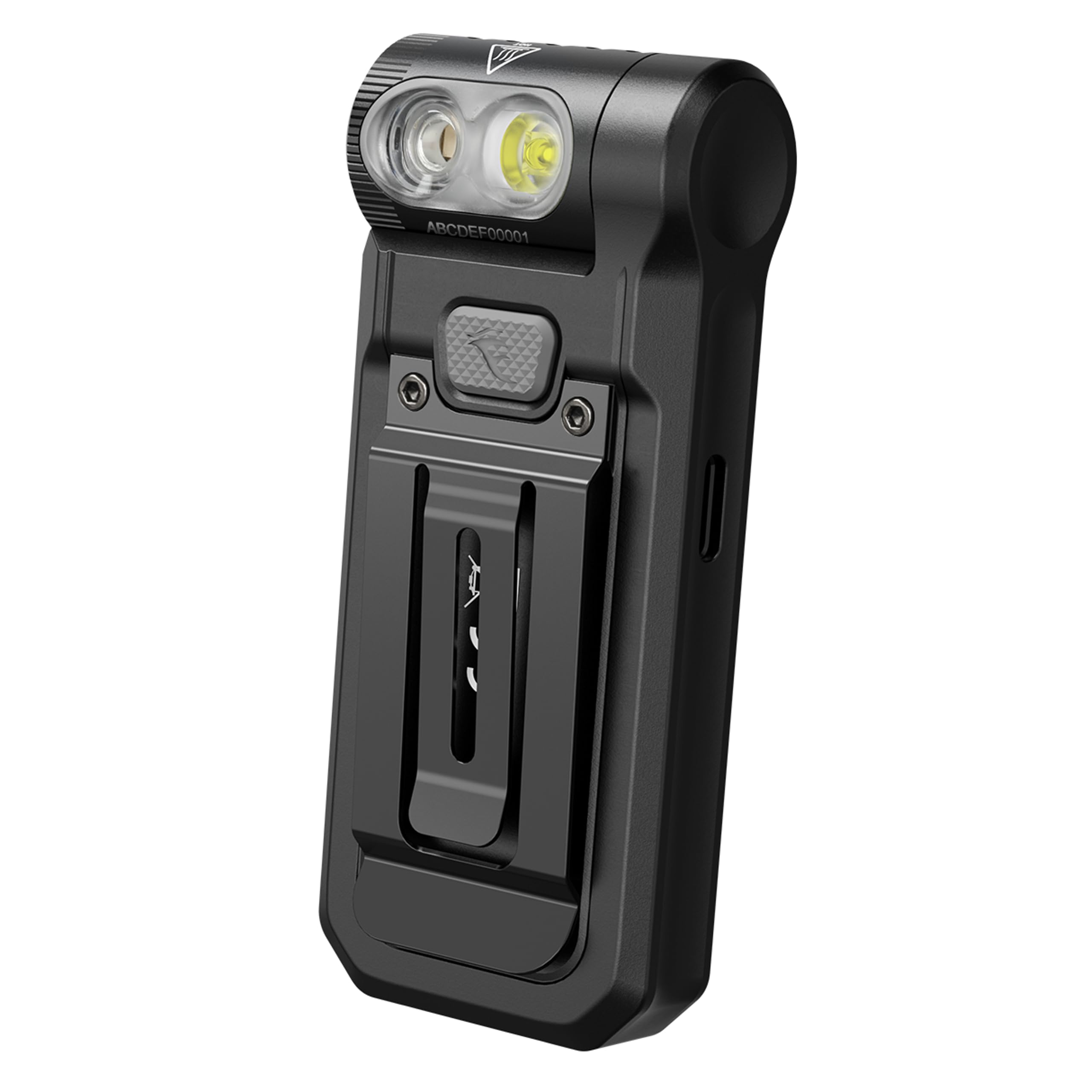 fenix SW05R-UV, corpo nero | LED bianchi e UV | Torcia ricaricabile per ispezione e sicurezza | 150 lumen | 39 m | 49 ore max | 3 livelli di luce bianca | Luce UV da 1500 mW | Testa rotante a 200