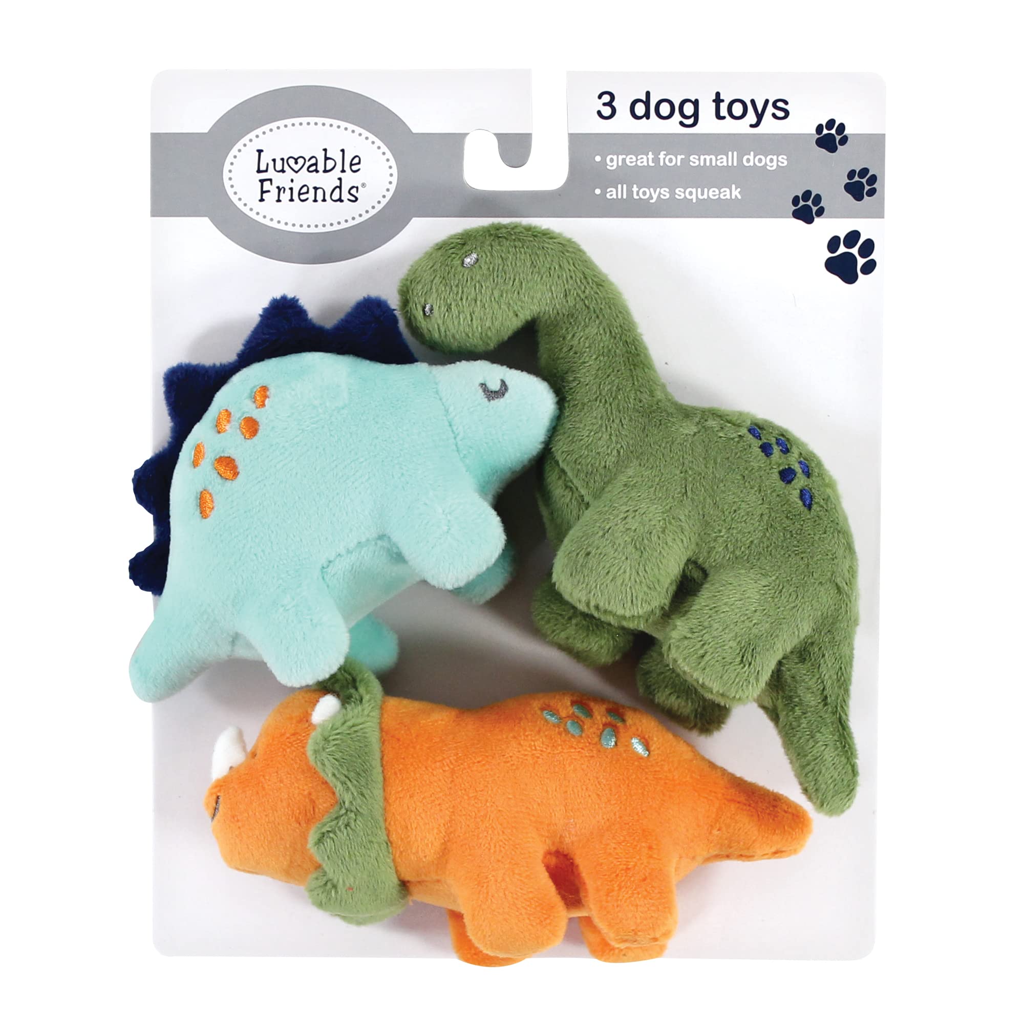 Luvable Friends Jeu Chien, Jouet Couineur pour Chien en Peluche avec Corde, Dinosaures, Taille Unique