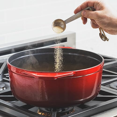 Miniatura 4 de Juego de cucharas medidoras de metal, utensilios de cocina de acero inoxidable prémium para ingredientes secos y líquidos, cucharaditas de anidación