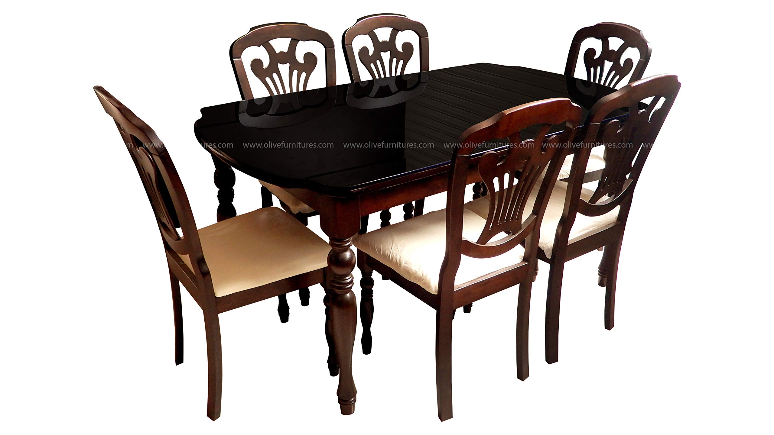 Buy OLIVE Furniture Brown Color Malaysian Solidwood Dining Table Set