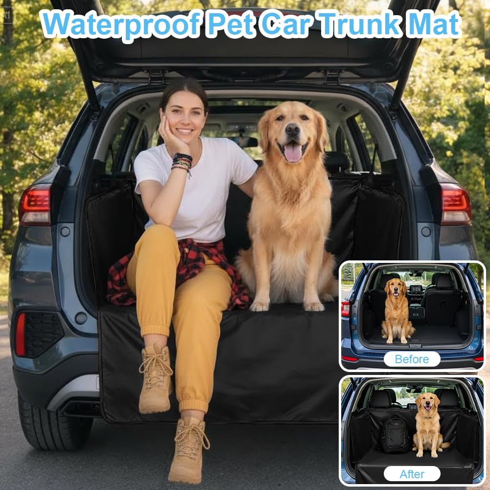 AUYAO Protection Coffre Voiture Chien, Universel Housse de Protection Couverture Imperméable et Facile à Nettoyer, Résistant et Durables, avec Protection Latérale, pour Voitures, SUV, 180 * 105cm