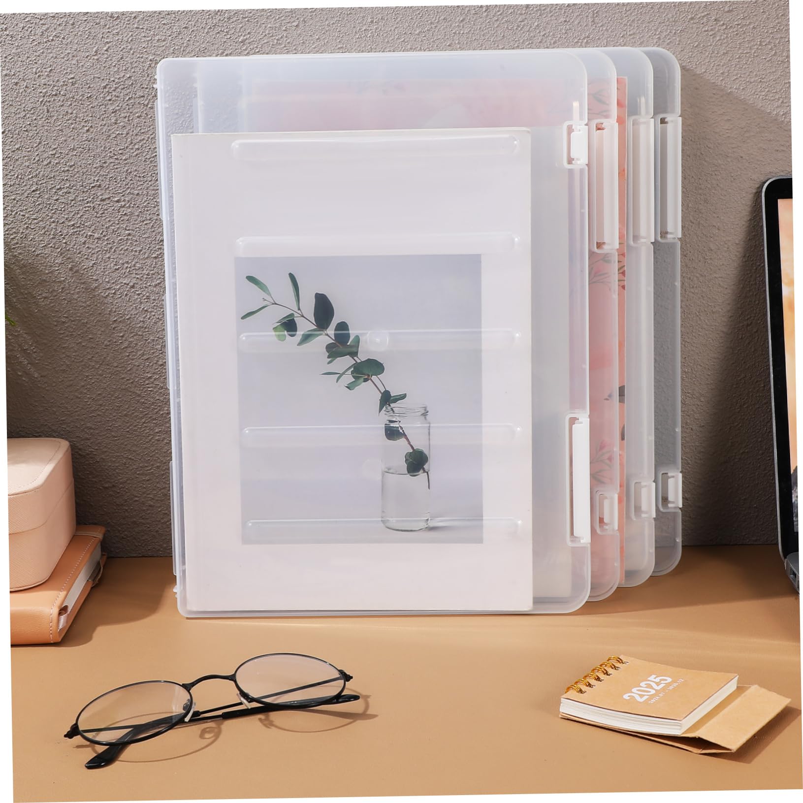 NUOBESTY 6 Portadocumentos Transparentes A4 de Plástico con Tapa, Organizador de Archivos Blanco para Escuela y Oficina, Facilita la Visibilidad y Clasificación