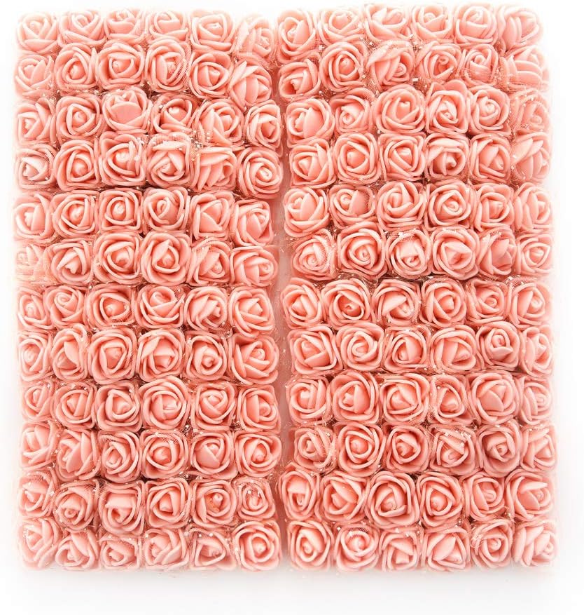 Artificial Roses Flowers Bulk Fake Flowers Fake Roses DIY Wedding Bride Bouquet PE Foam DIY Fake Roses Party Festival Home Decor Rose Flowers 144 PCS 2cm (Peach)