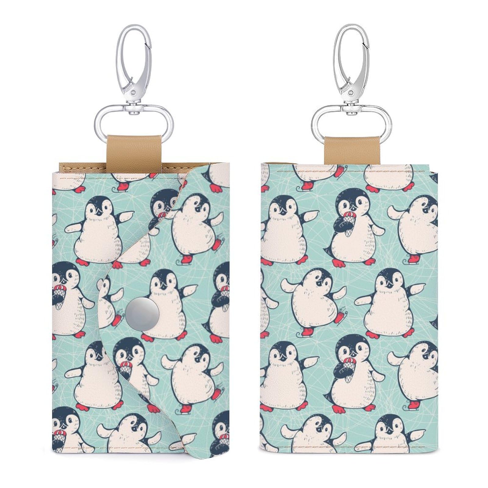 Amazon.co.jp: かわいい ペンギン キーケース 革 6連 カラビナ付き