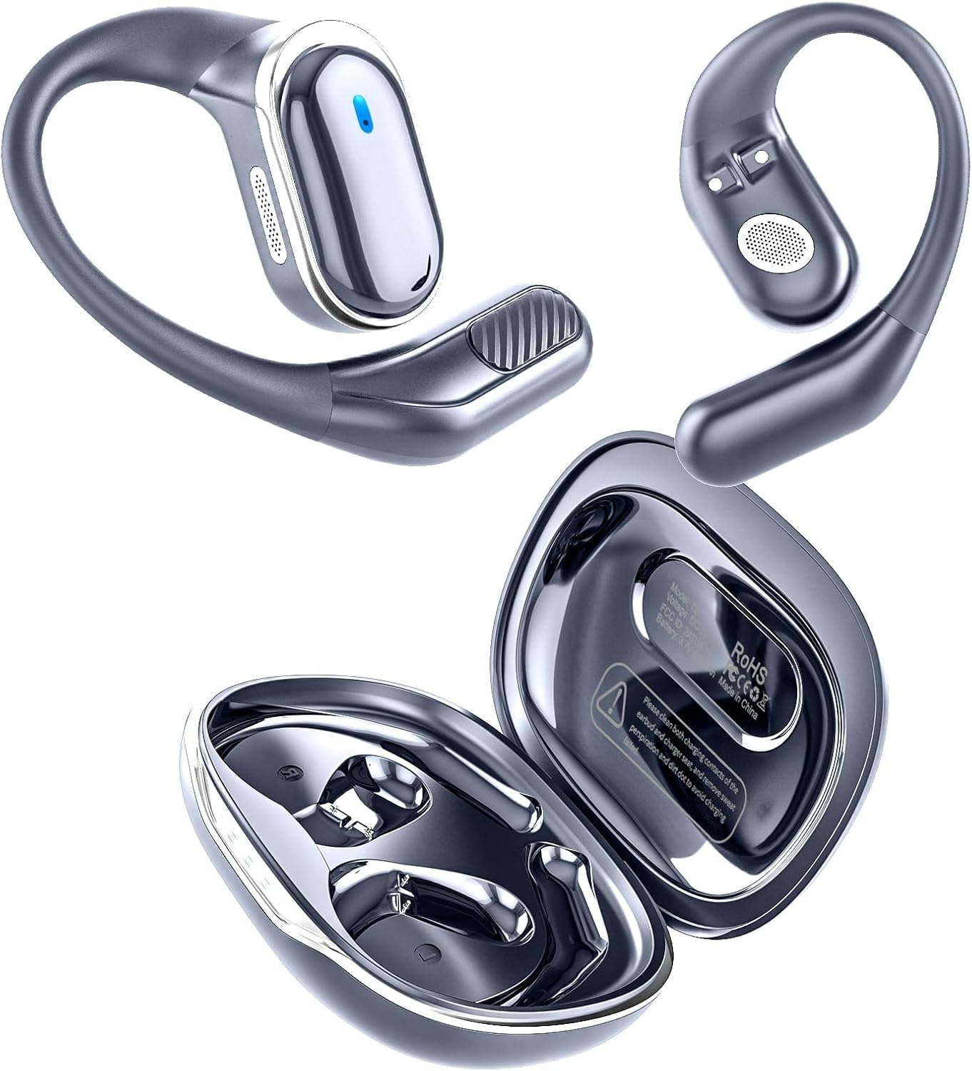 TRASUSI Bluetooth Earbuds Wireless Headphones, 50Hrs Playtime Stereo Sound Earphones with IPX7 Waterproof Open Ear Buds, Ideal for Fitness, Travel - Black