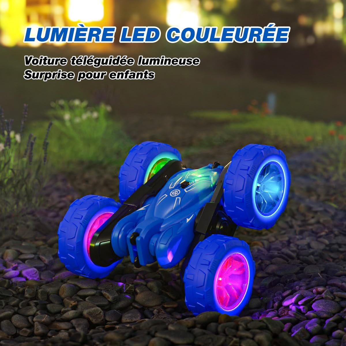 MaxTronic Voiture télécommandée avec lumière LED, Amphibiens étanche RC Stunt Auto 360° Flips MaxTronic Voiture télécommandée avec lumière LED, Amphibiens étanche RC Stunt Auto 360° Flips
