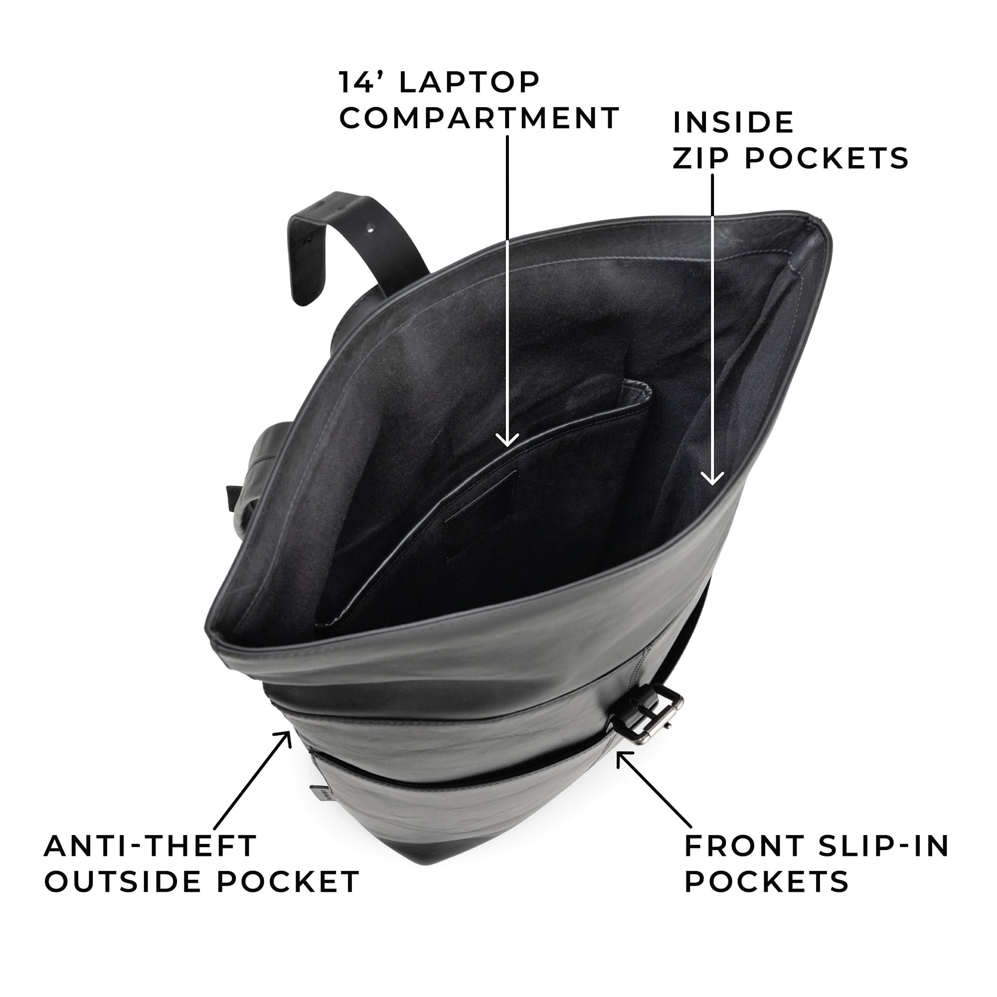 Berliner Bags Rucksack, Tagesrucksack aus Leder mit Laptopfach, Wickelrucksack für Damen und Herren