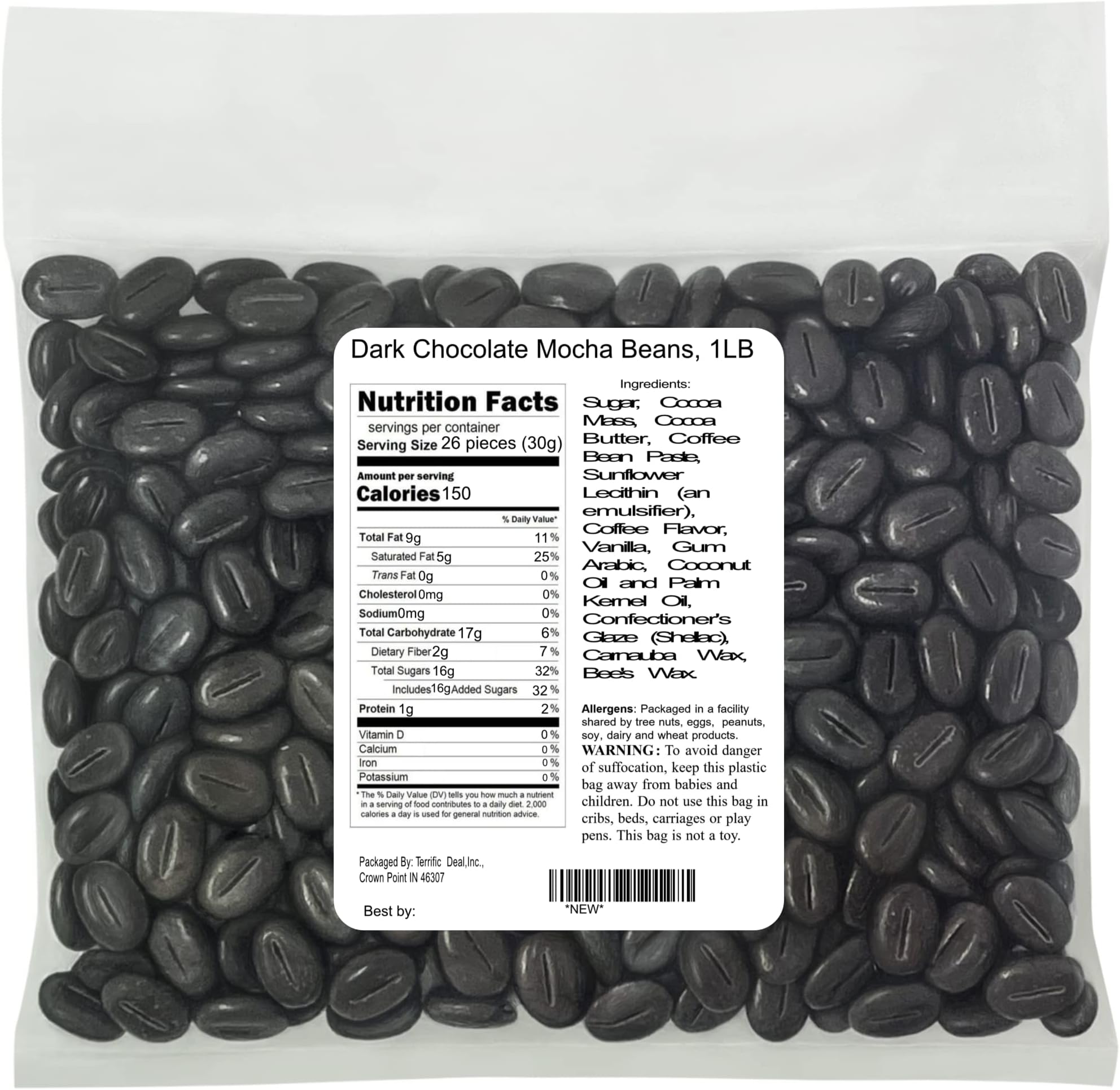 Dark Chocolate Mocha Beans, 1LB