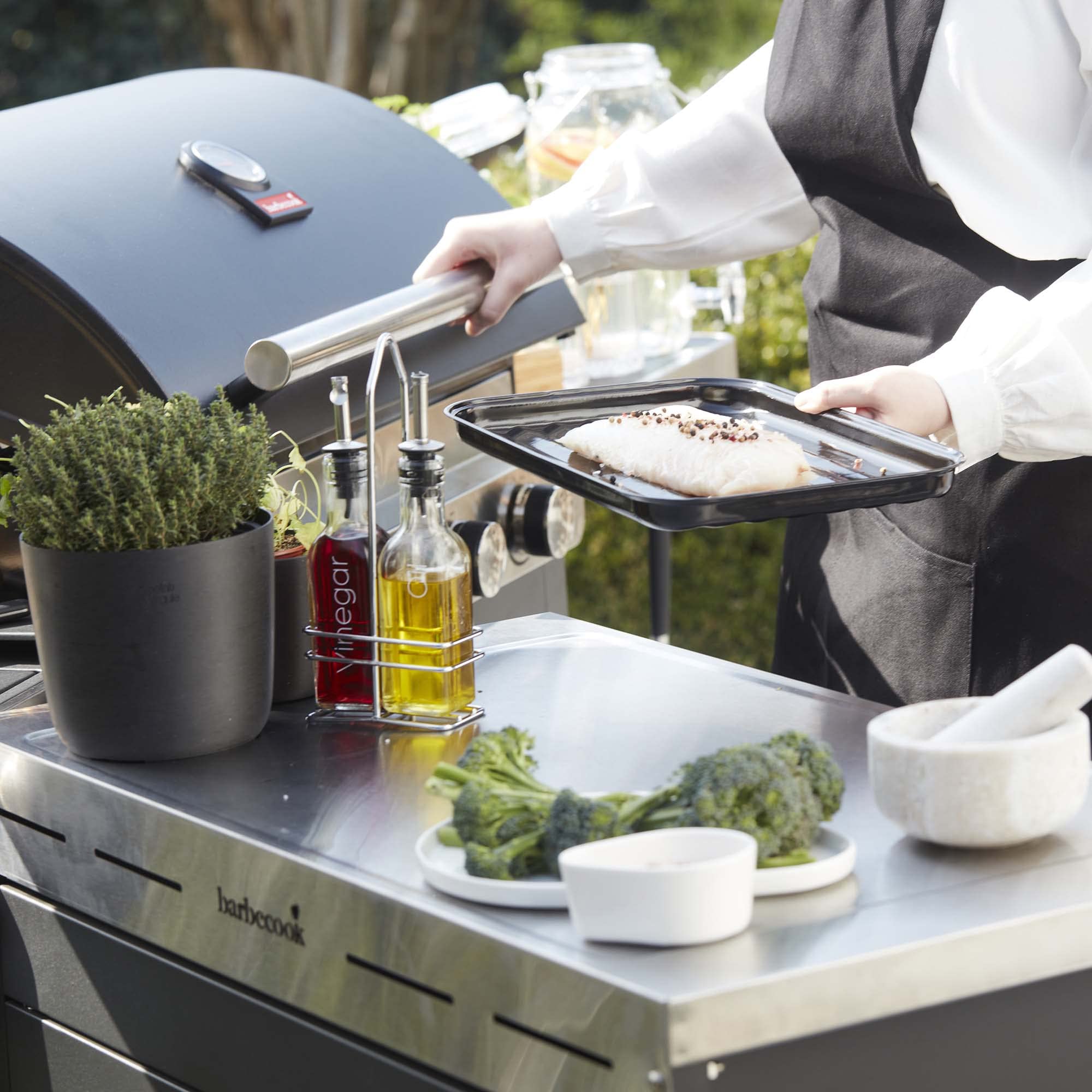 barbecook Wiederverwendbare Grillschale, smoker und gasgrill zubehör, schwarz, rechteckig, 34.5x24x3cm, 1 - Pack (Packung mit 2)