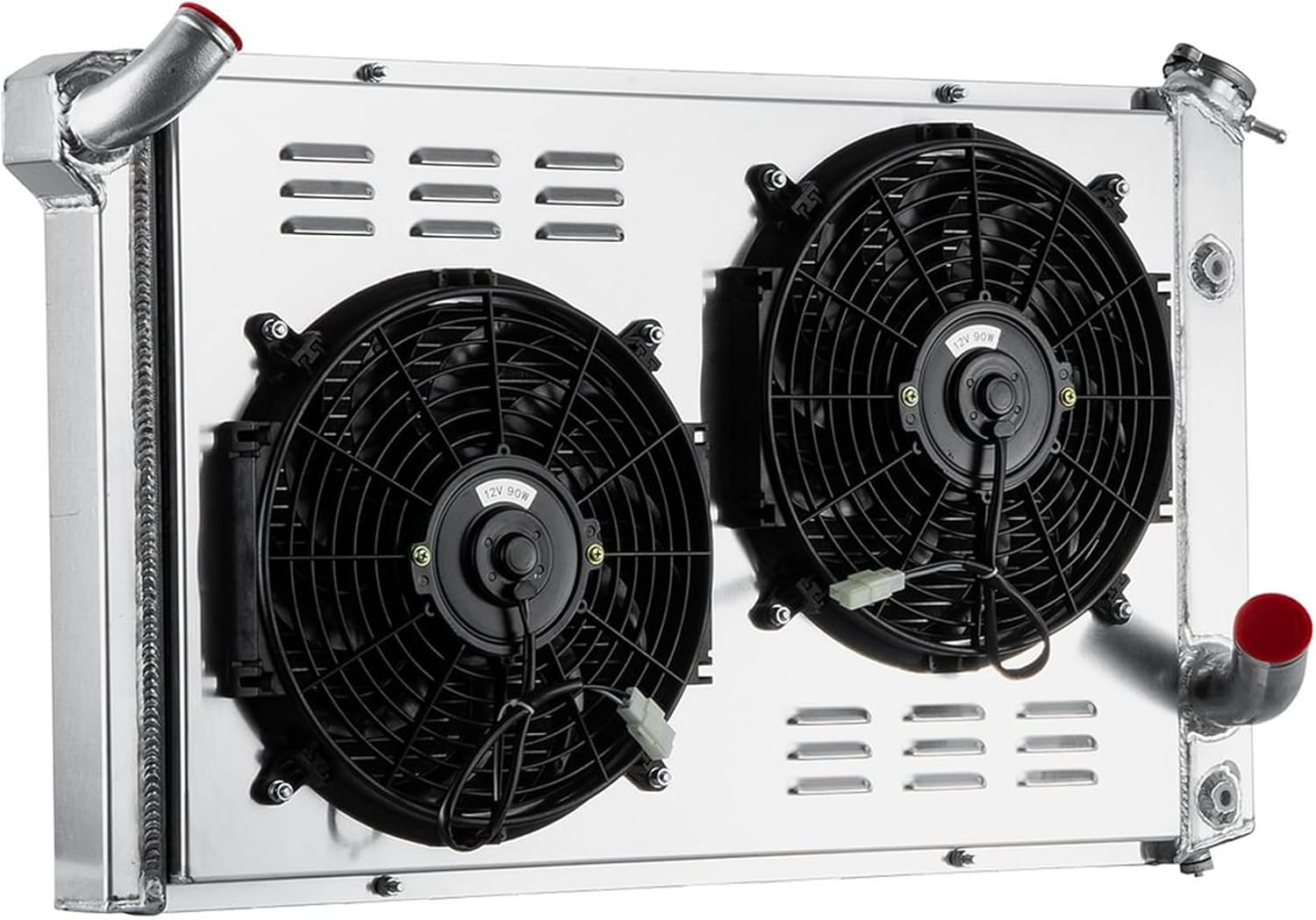 Chevy Corvette Radiator, 3 Row Core All Aluminum Radiator + 2 x 12" Fan w/Shroud Relay Wire Kit for 1973-1976 1974 74 75 Chevy Corvette Base Stingray C3 350Cu. 5.7L 7.4L V8 ngine Cooling Radiators