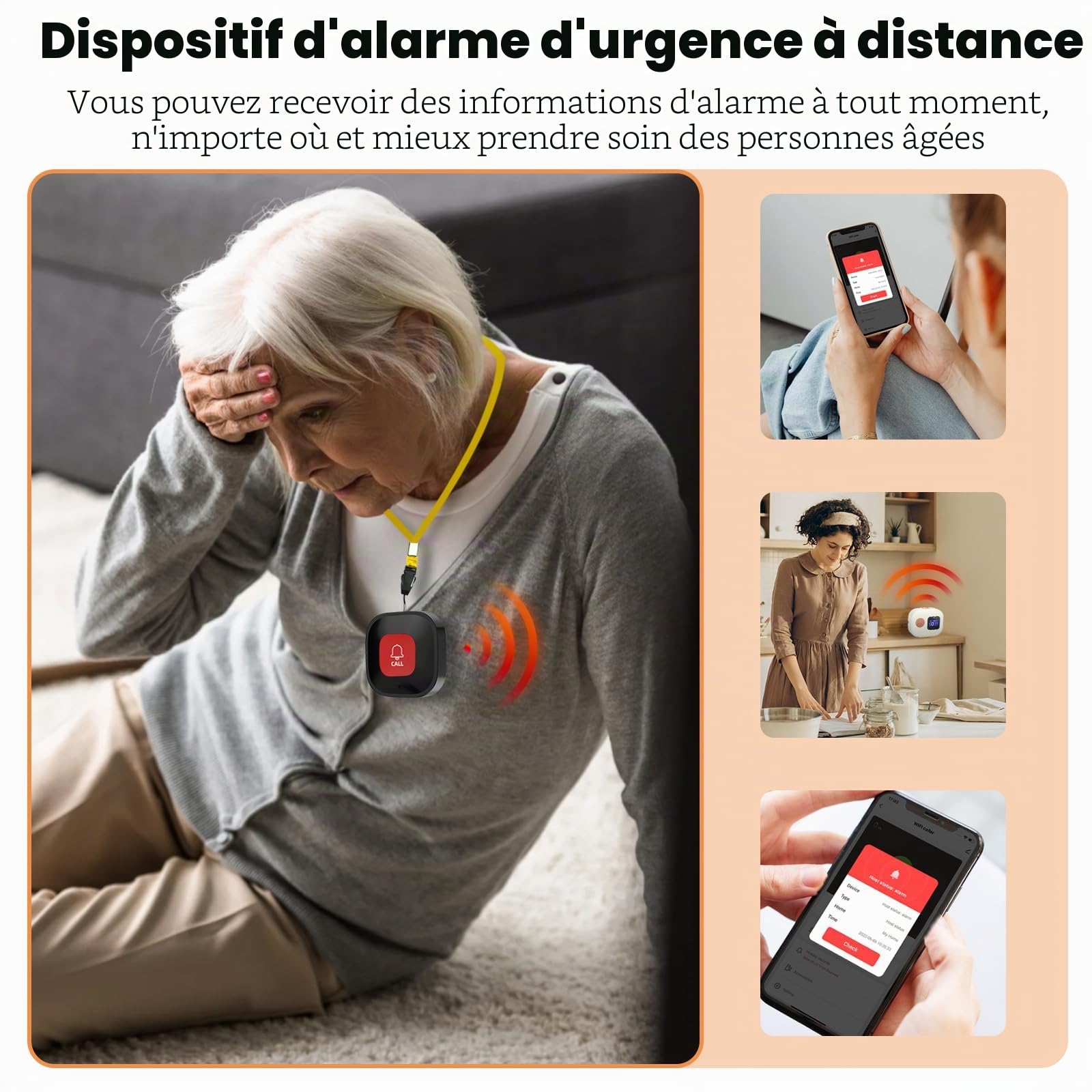 Bouton D'appel d'urgence pour Personnes âgées, Personnes âgées | WiFi Système D'appel D'urgence Intelligent,6 SOS Boutons D'appel D'urgence,1 Récepteur Affichage Numérique