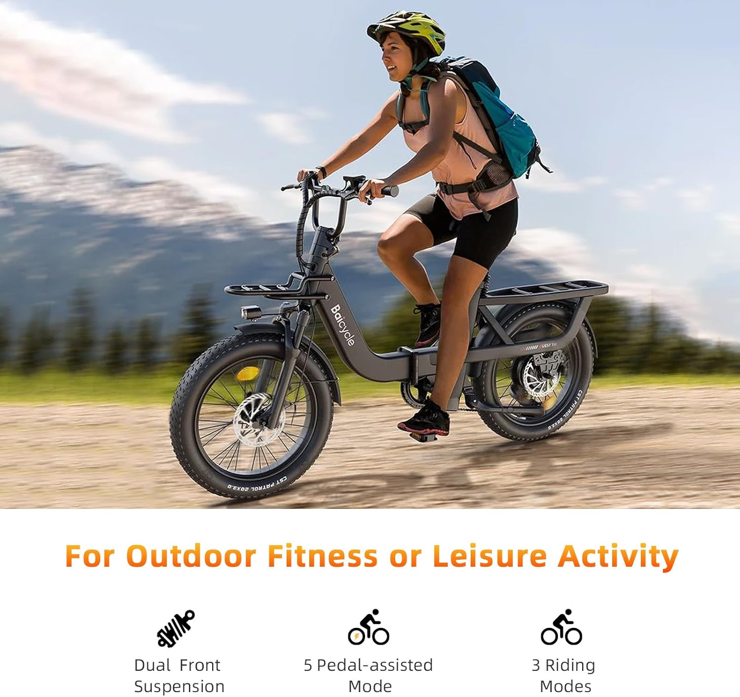 Baicycle Upgraded Electric Bikes for Adults with 750W/1500W Peak Motor 20" Fat Tire E Bike with 28 MPH 90 Miles Max Range 48V Removable Battery EBike Electric Bicycle Commuter Ebikes