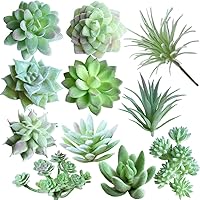 SUPLA 11 Pack Mini Artificial Succulents Picks - Realistic Flocked Green Faux Echeveria Agave Assortment for Floral Arrangements, Mother's Day Gifts