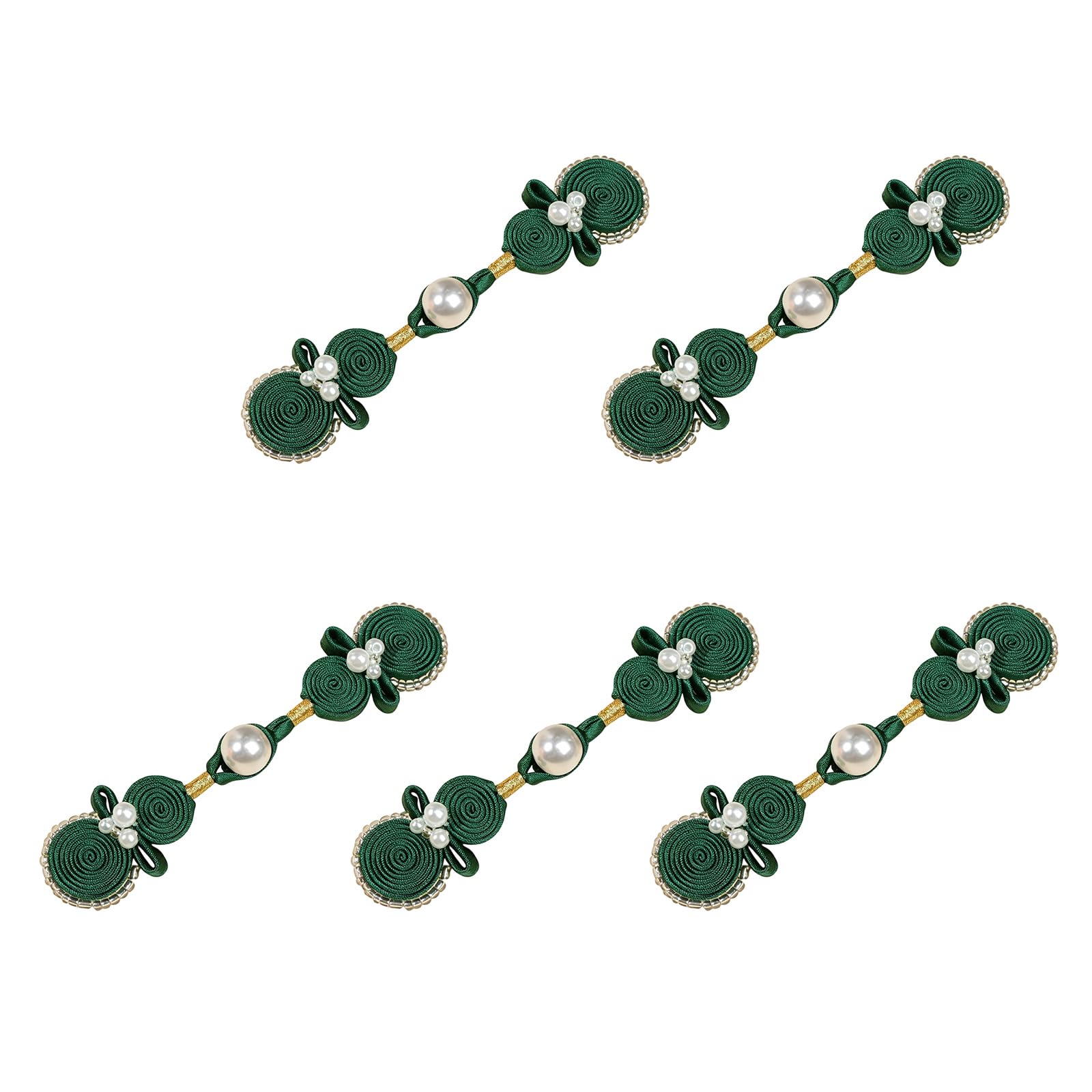 APGLSXY 5Pcs Pearls Gourd Oriental Fabric Button Closure Cheongsam Knot Button Fasteners for Cheongsam Dress Garment Making Chinese Fabric