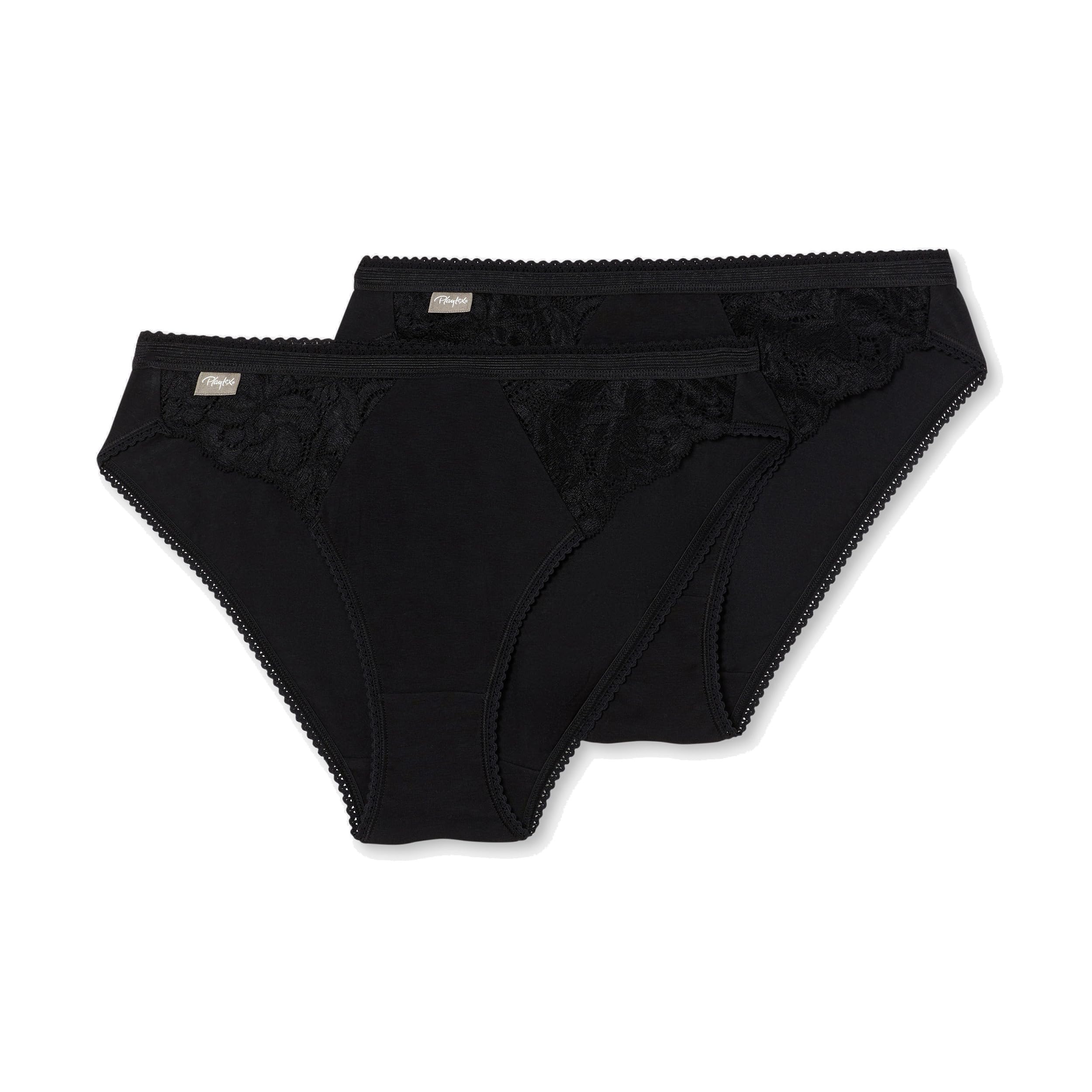 Playtex Women's Full Briefs Cotton & Lace, Pack of 2