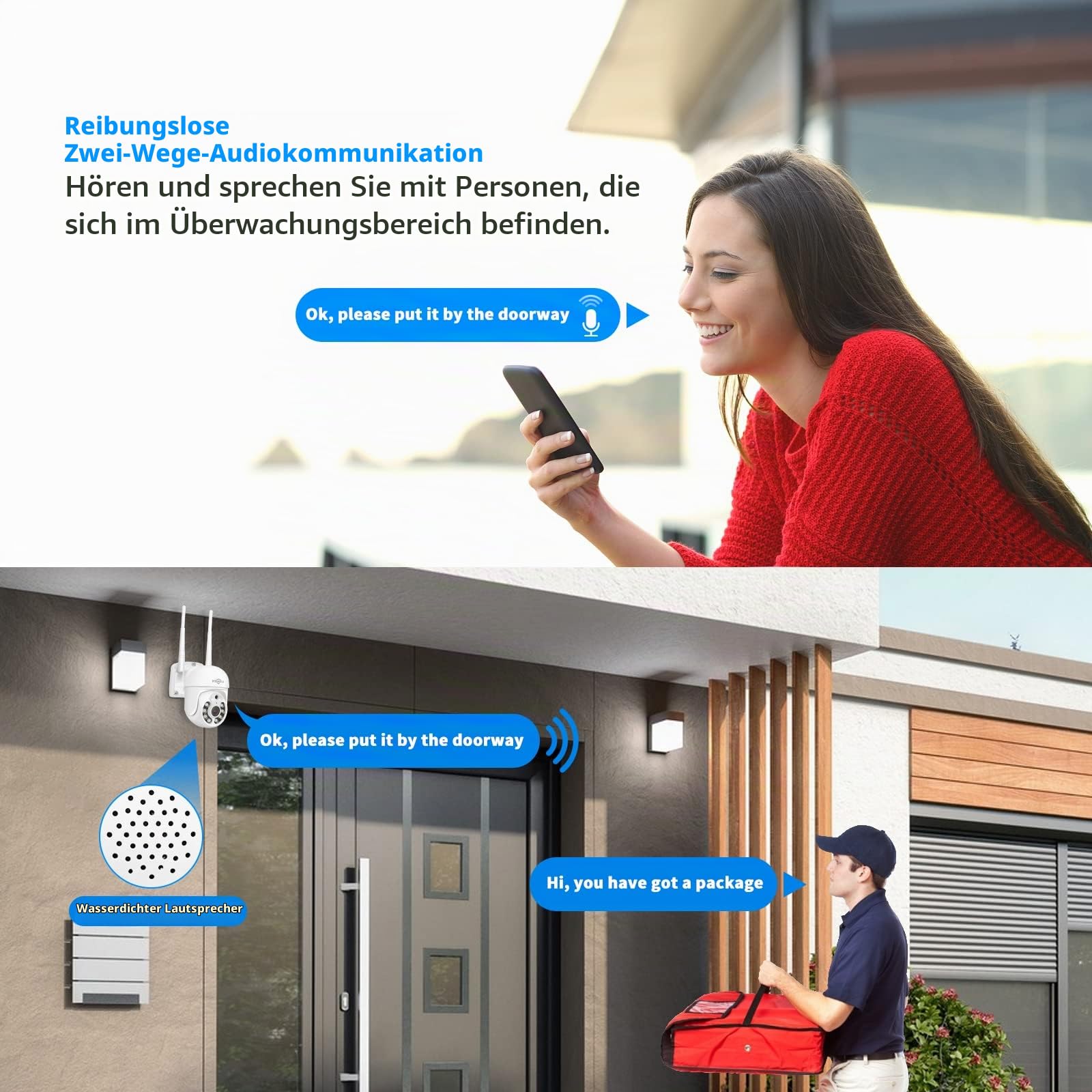 Hiseeu 5 MP Überwachungskamera Außen-WLAN mit automatischer Verfolgung, 350°/90° schwenkbar, Farbnachtsicht, Zwei-Wege-Audio, IP66 wasserdicht, Cloud- und SD-Kartenspeicher