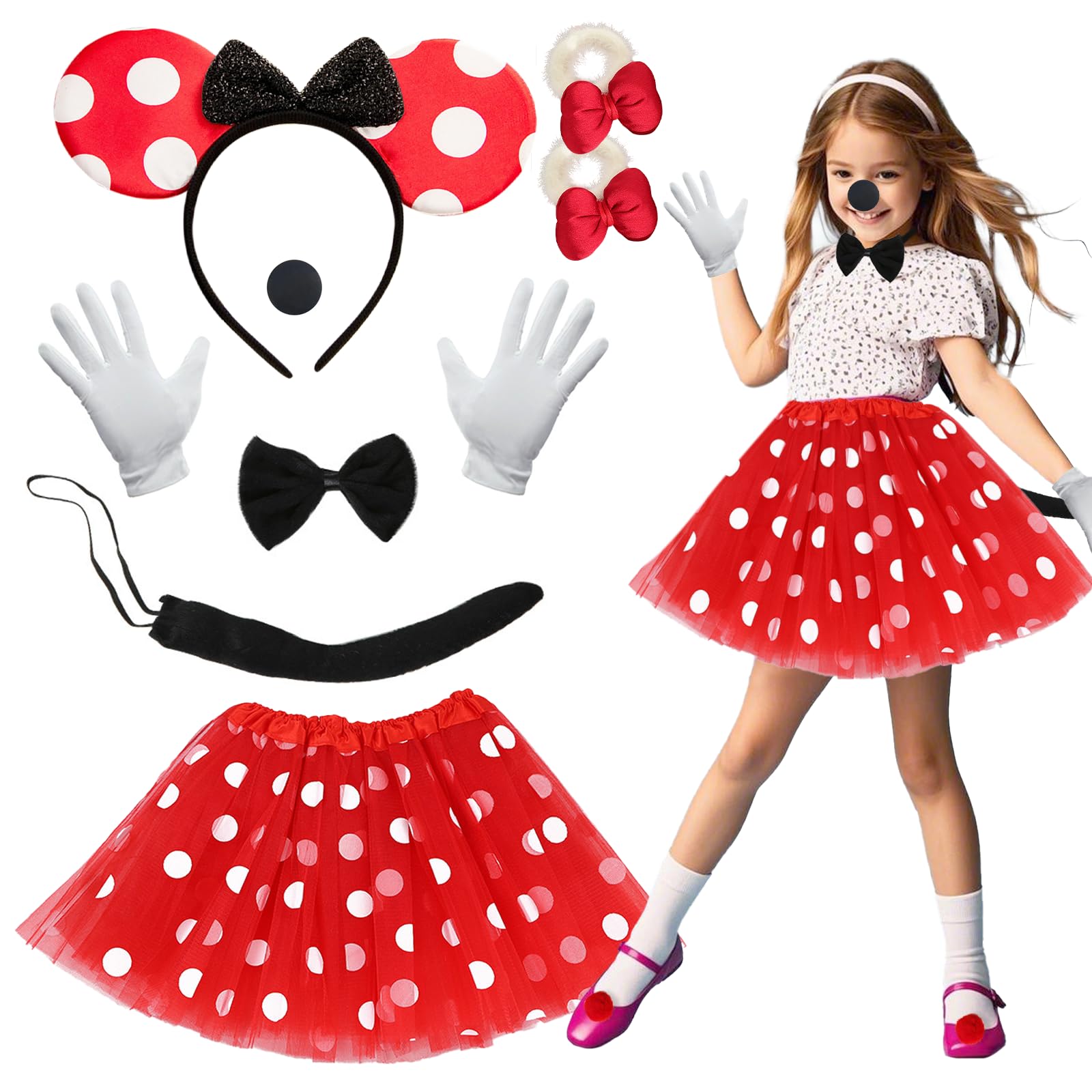 Damen Maus Mouse Kostüm Accessoire Set - Tutu Haarreifen mit Maus Oh - Oblique Unique