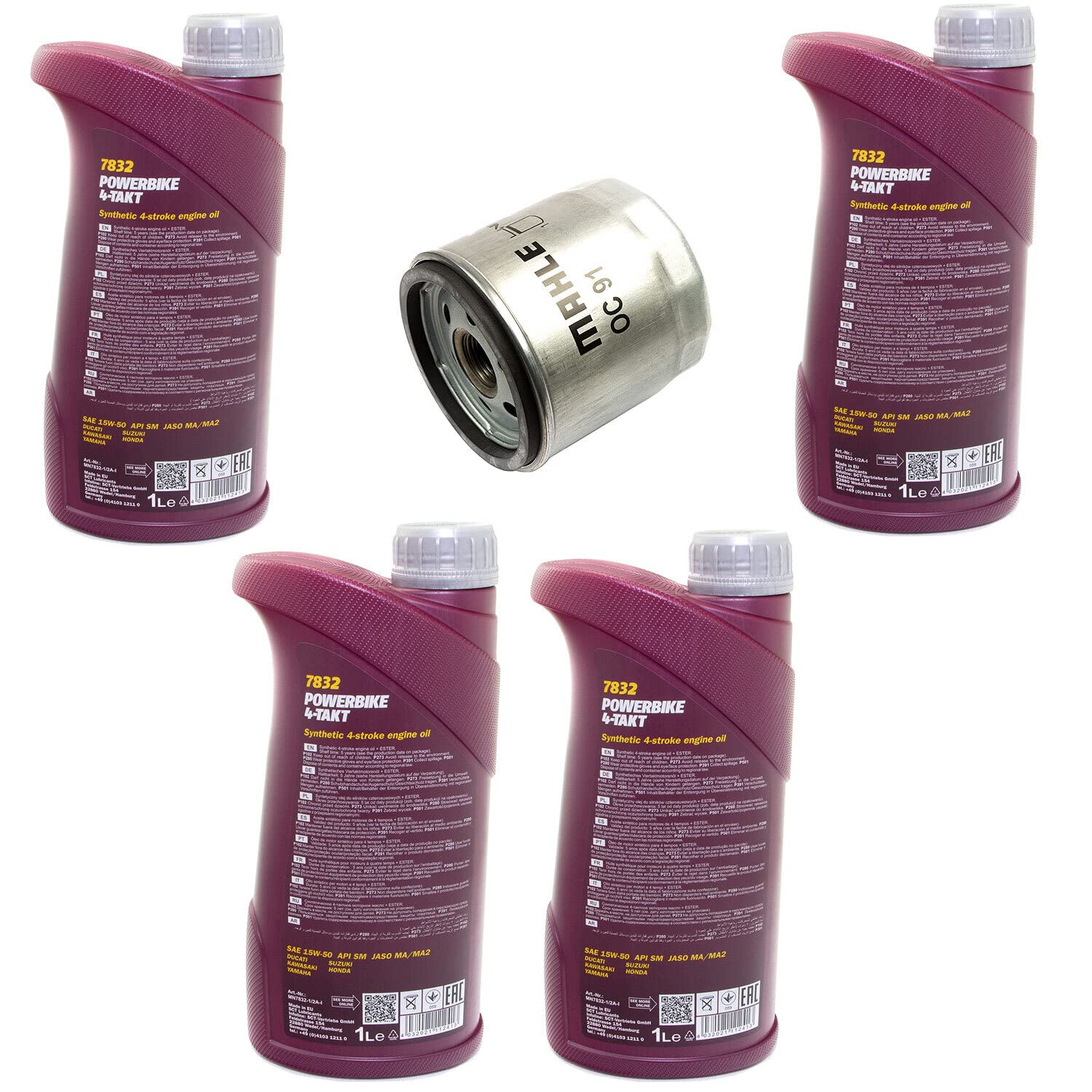 Motoröl Set 15W50 4 Liter + Ölfilter OC91D1 für BM W