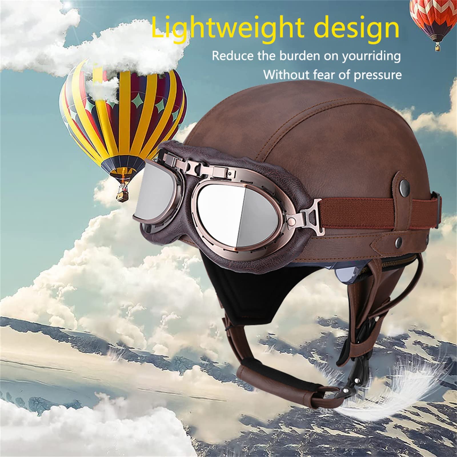 BGMKE Mezzo Casco Moto retrò Caschi Moto Jet Classic Aperto Casco da Moto per Adulto Casco Scooter ECE Certificato metà Aperto Faccia Casco del Motociclo per Donna E Uomo