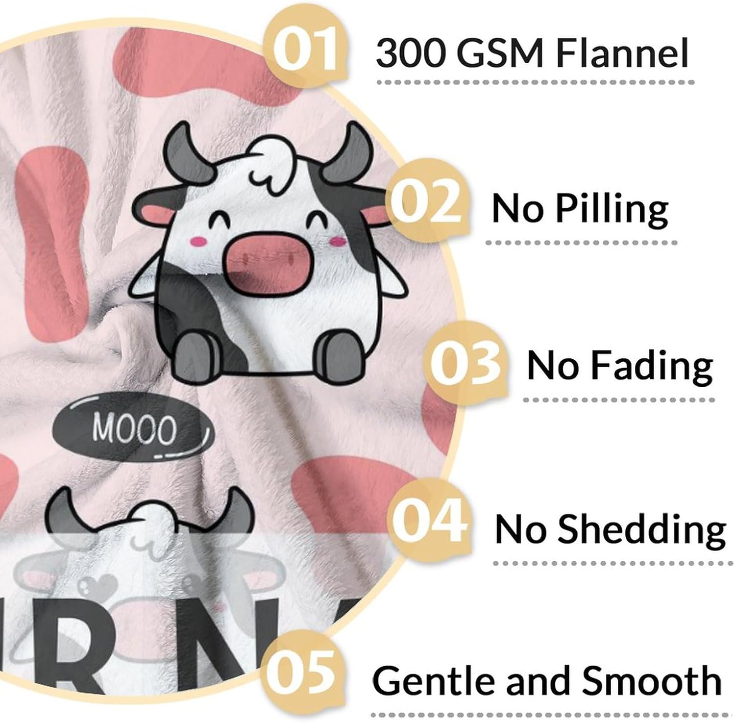 Personalized Cow Blanket for Cow Lovers - 40x50 Inches - Soft Fuzzy Cozy Blankets Gift for Christmas - Pink Cute Throw Blanket for Couch, Living Room & Office